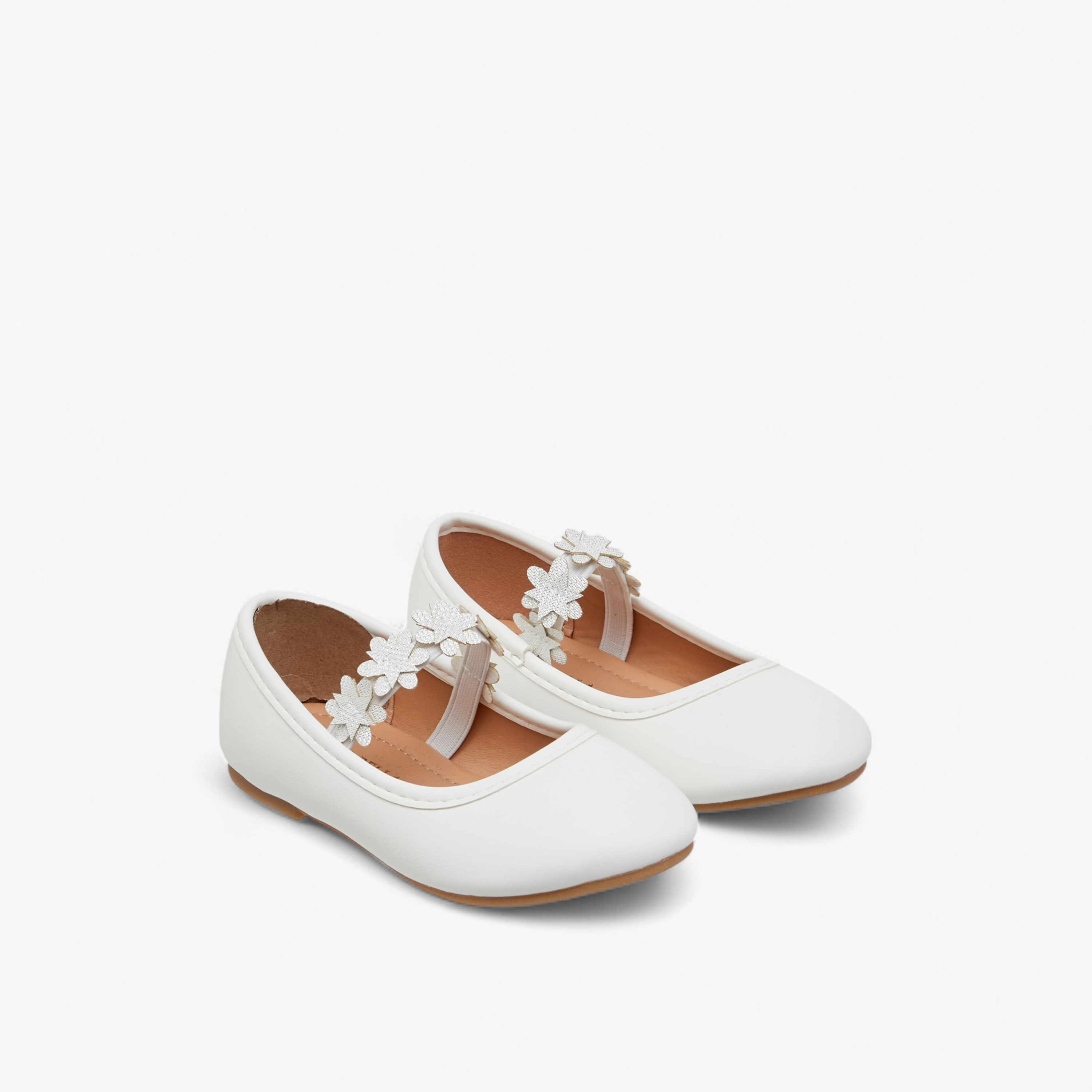 Flora Bella Floral Accent Ballerina Shoes with Elasticated Strap-girls-shoes-ballerinas-image-1