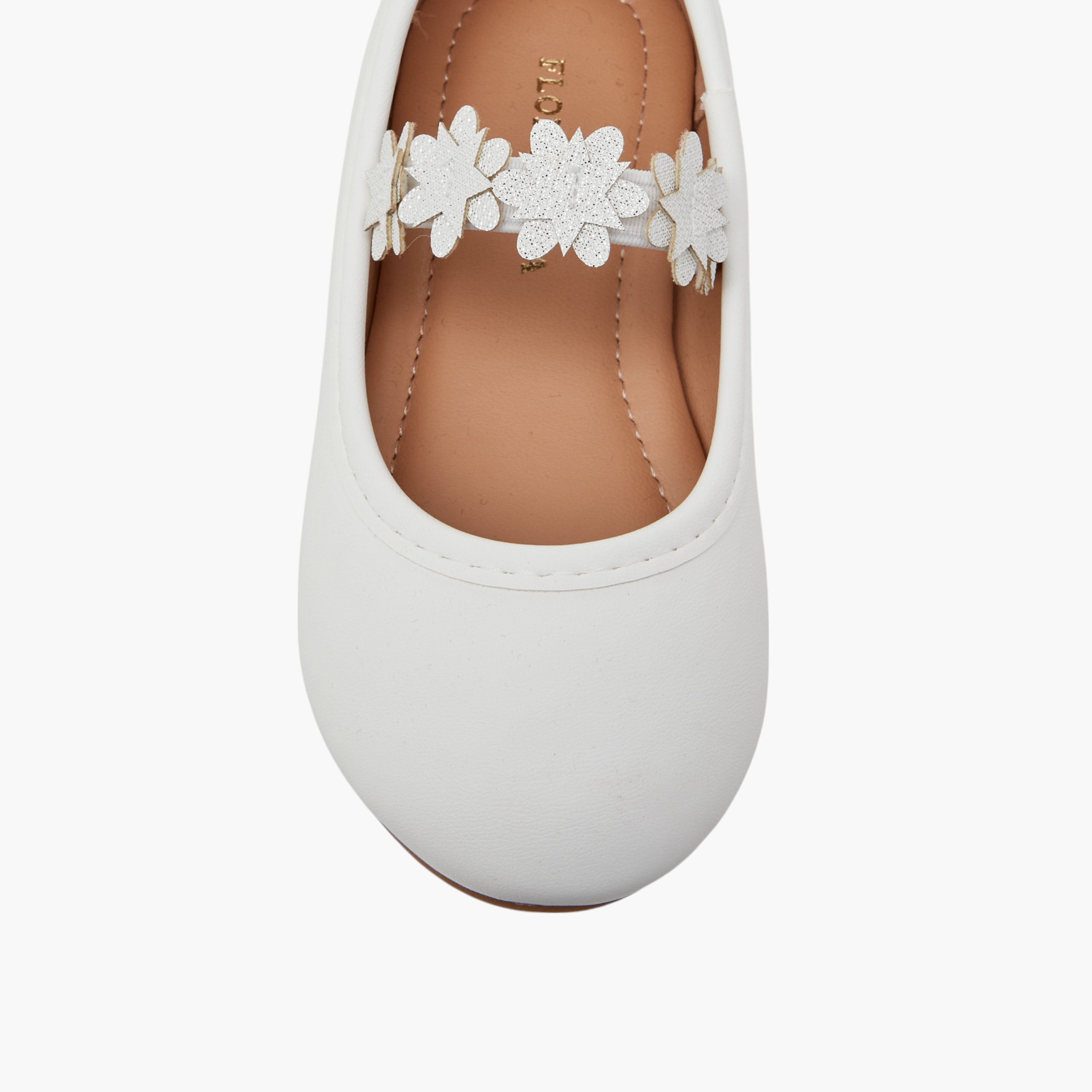 Flora Bella Floral Accent Ballerina Shoes with Elasticated Strap-girls-shoes-ballerinas-image-4