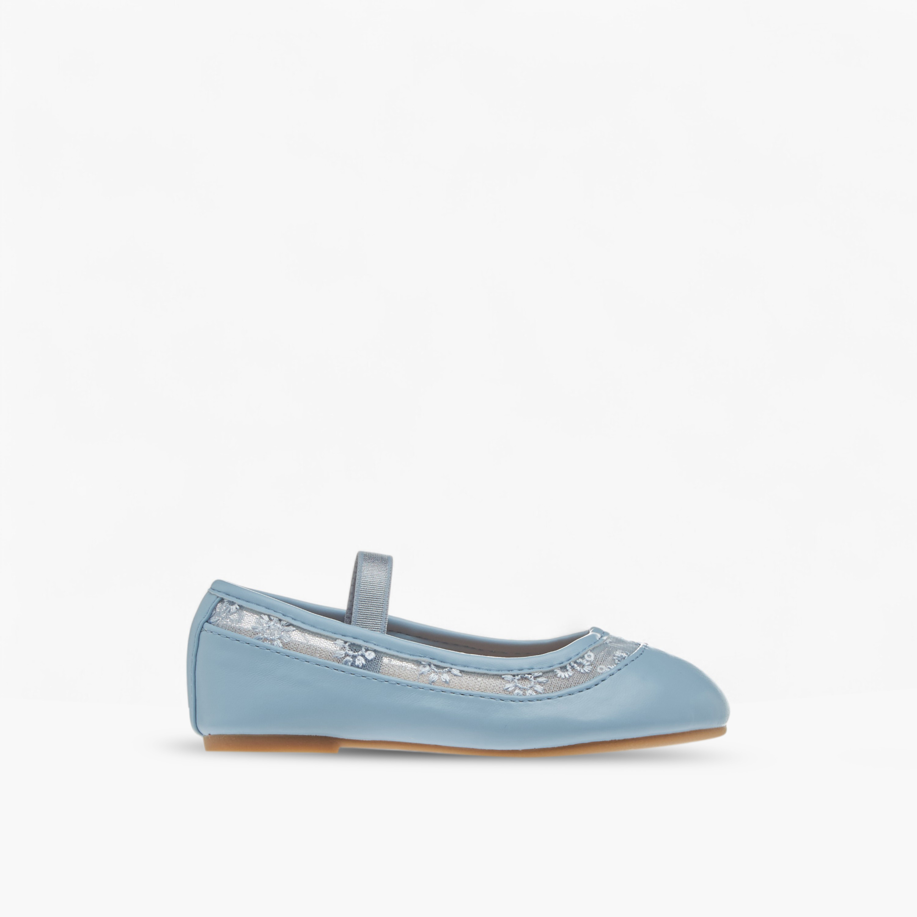Flora Bella Embroidered Ballerina Shoes with Elasticated Strap-girls-shoes-ballerinas-image-3