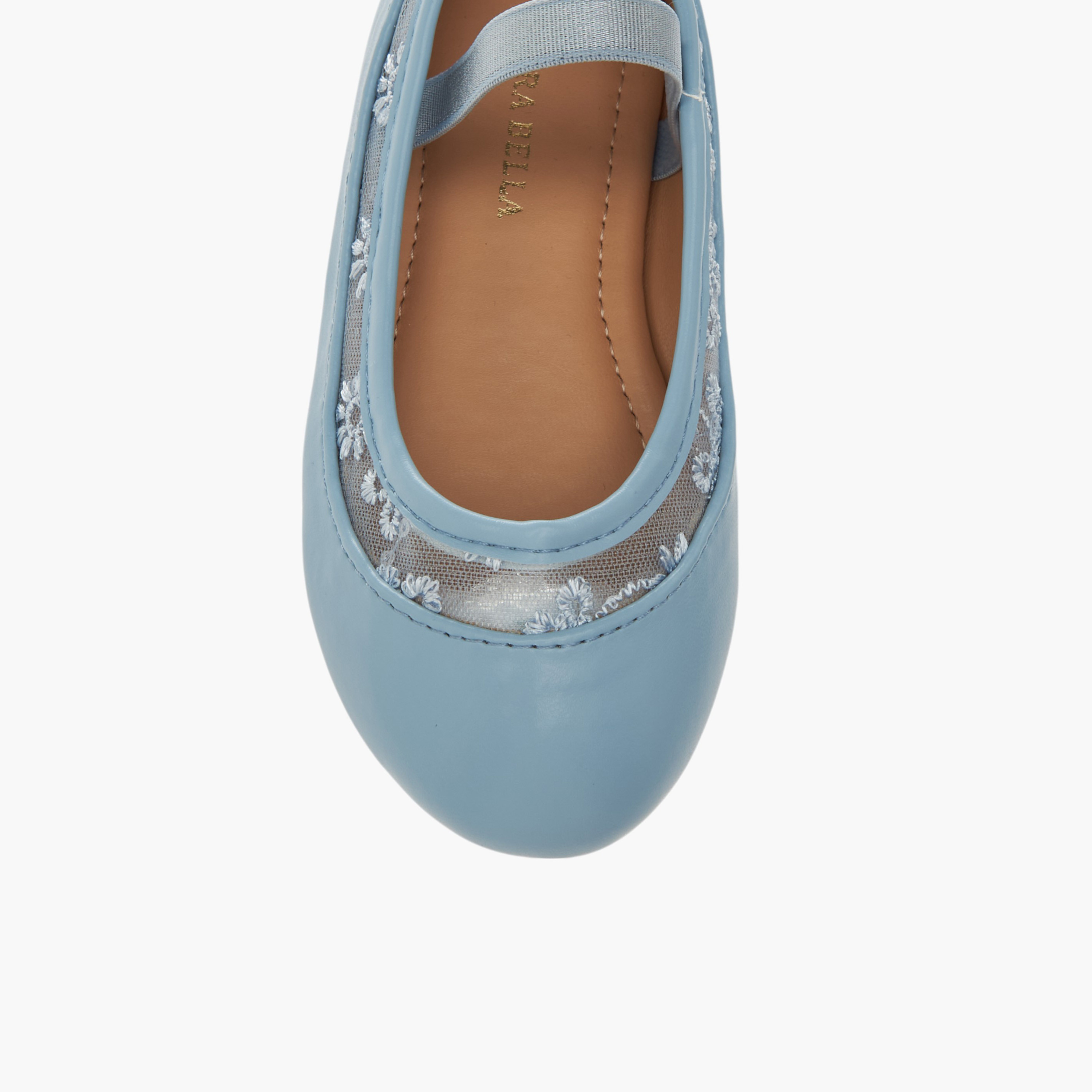 Flora Bella Embroidered Ballerina Shoes with Elasticated Strap-girls-shoes-ballerinas-image-4