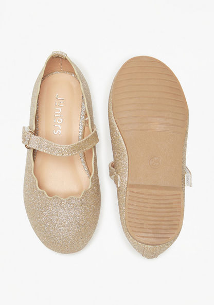 Juniors Glitter Detail Mary Jane Shoes with Hook and Loop Closure-Girl%27s Casual Shoes-image-3
