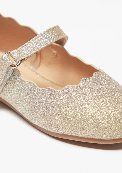 Juniors Glitter Detail Mary Jane Shoes with Hook and Loop Closure-Girl%27s Casual Shoes-image-4