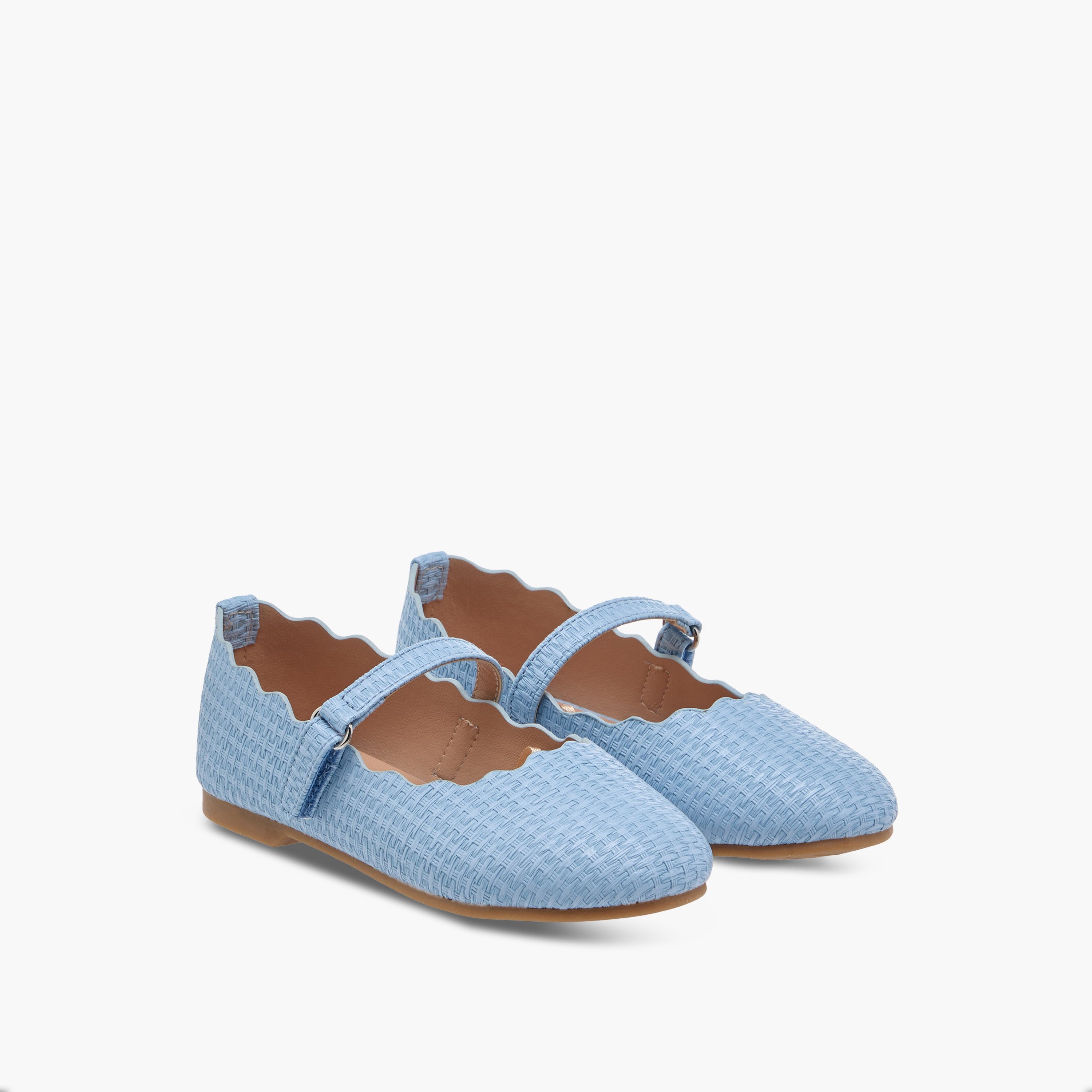 Juniors Scallop Detail Ballerina Shoes with Hook and Loop Closure-girls-shoes-maryjanes-image-1