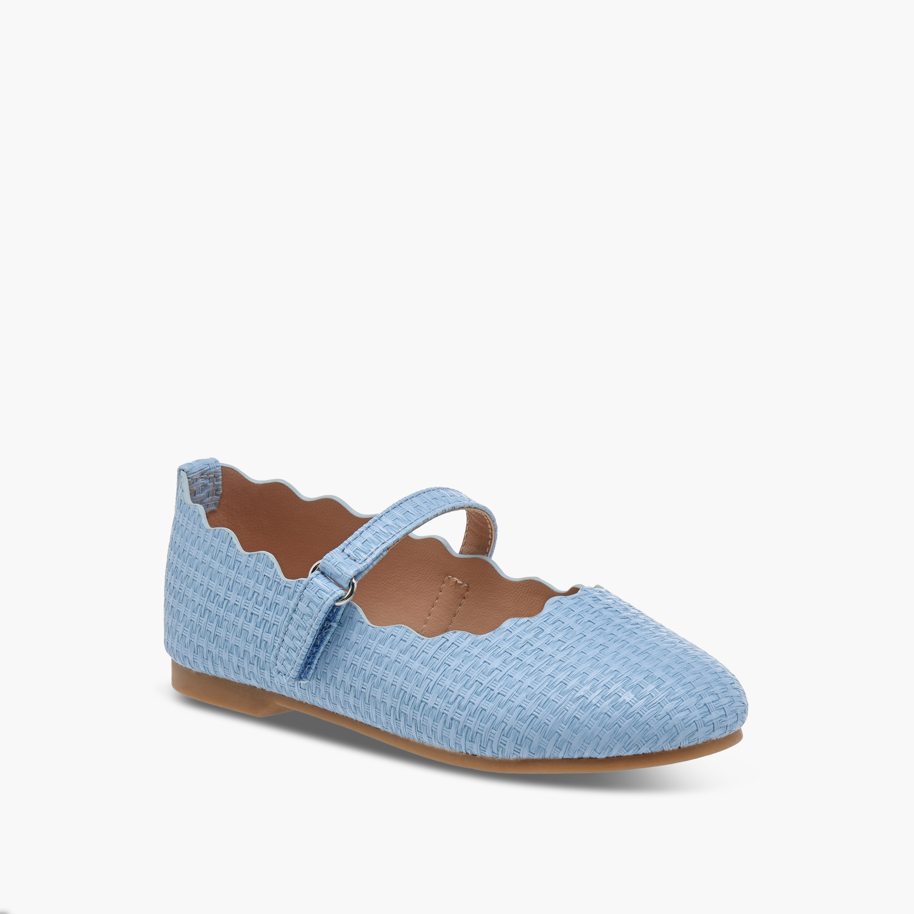 Juniors Scallop Detail Ballerina Shoes with Hook and Loop Closure-girls-shoes-maryjanes-image-2
