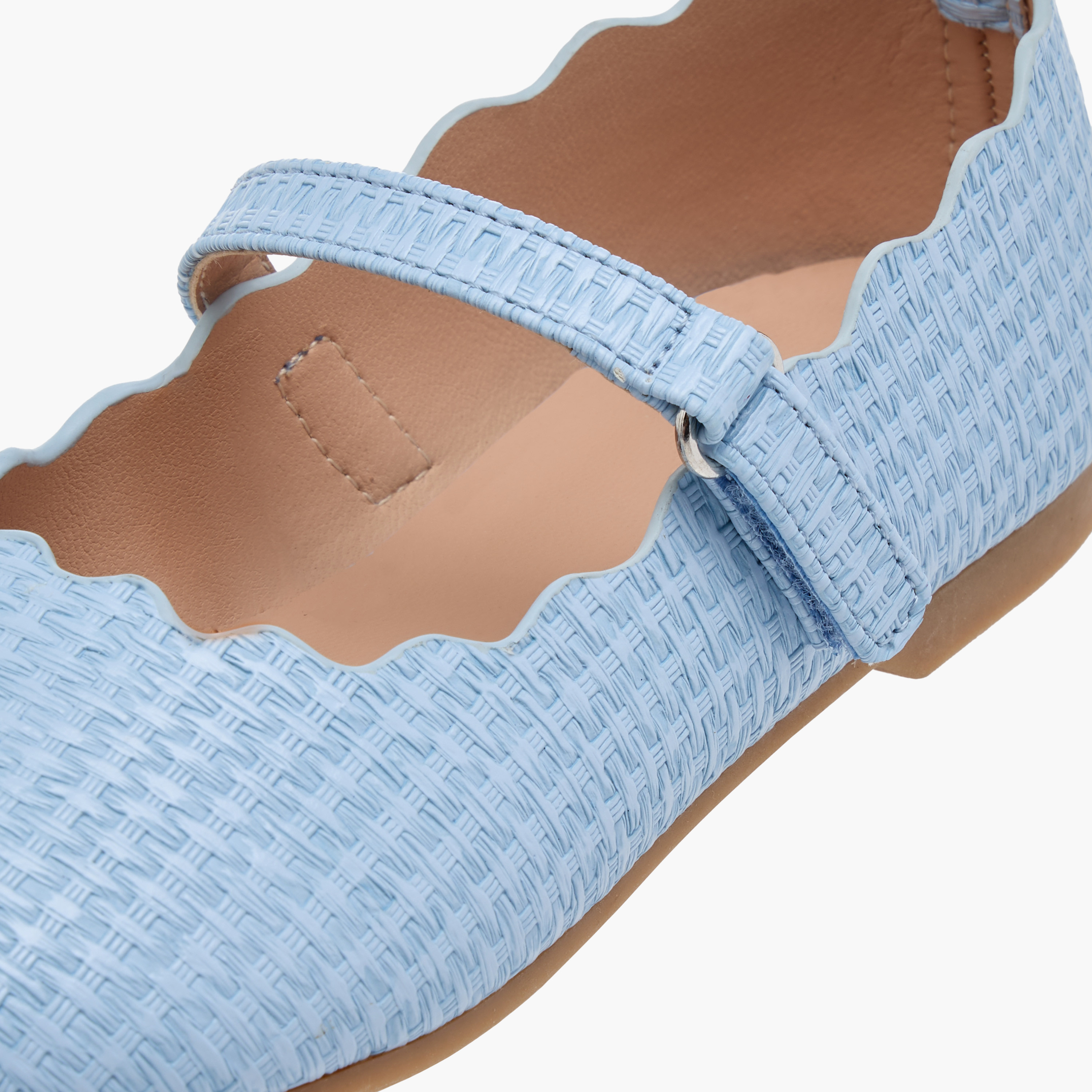 Juniors Scallop Detail Ballerina Shoes with Hook and Loop Closure-girls-shoes-maryjanes-image-6
