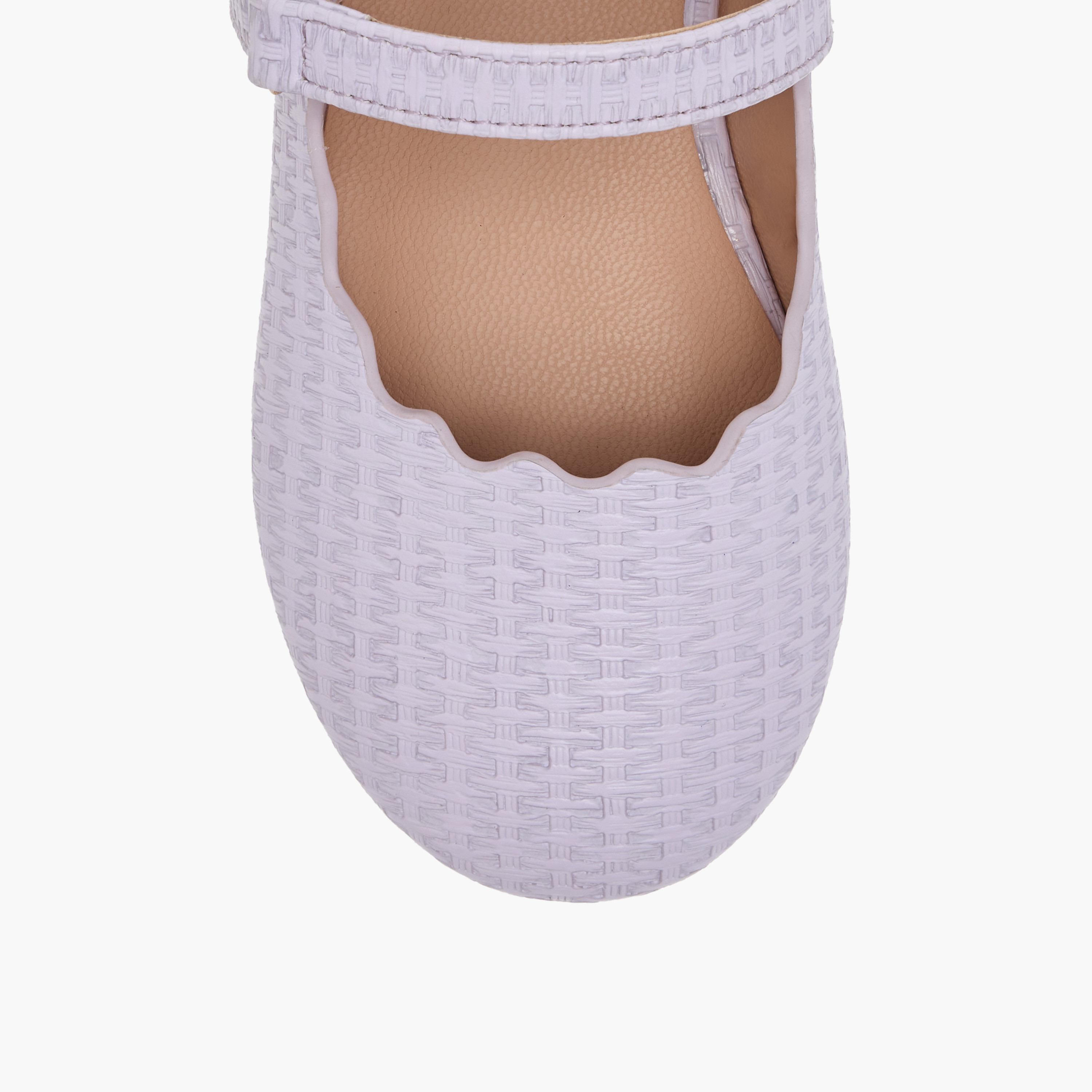 Juniors Scallop Detail Ballerina Shoes with Hook and Loop Closure-girls-shoes-maryjanes-image-4