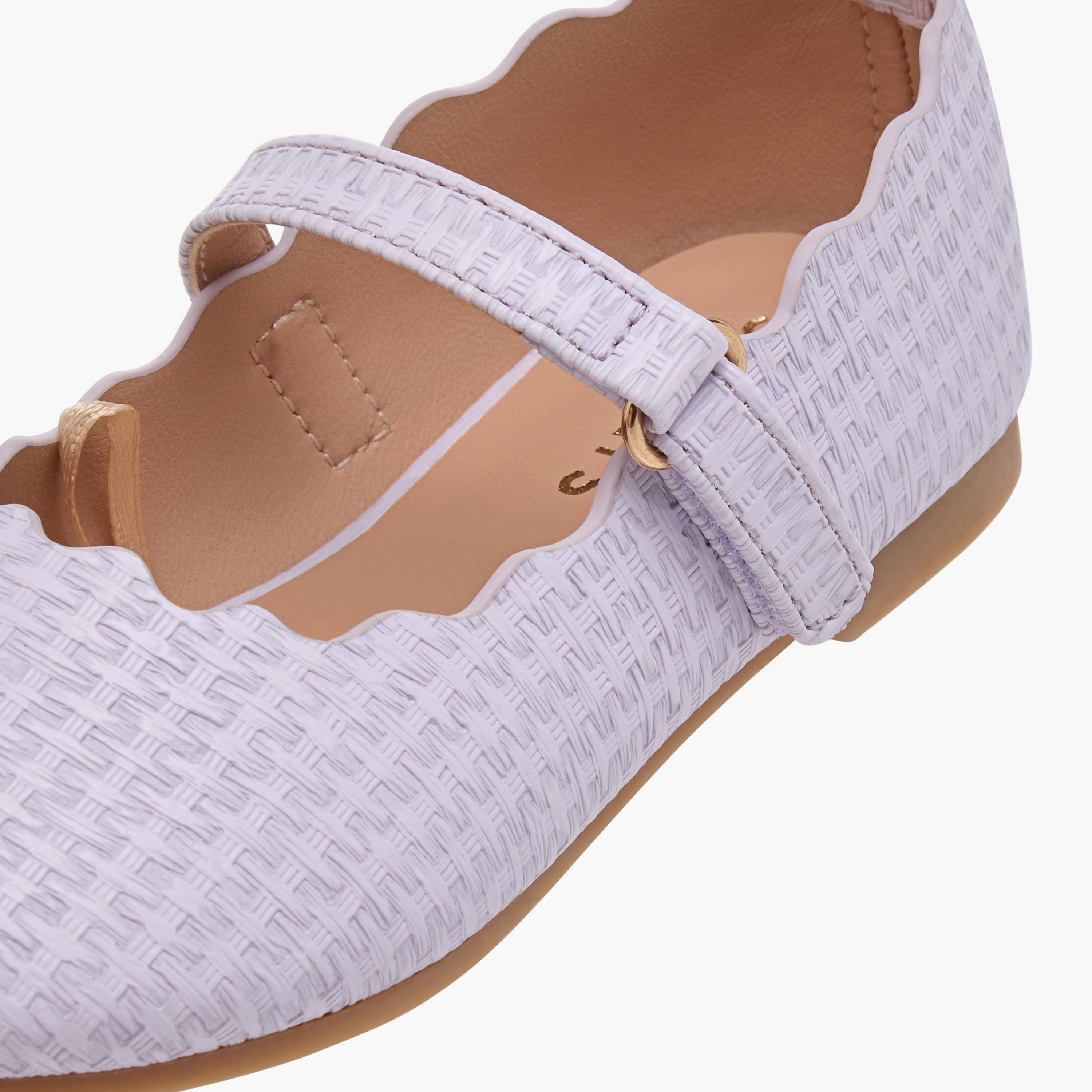 Juniors Scallop Detail Ballerina Shoes with Hook and Loop Closure-girls-shoes-maryjanes-image-6