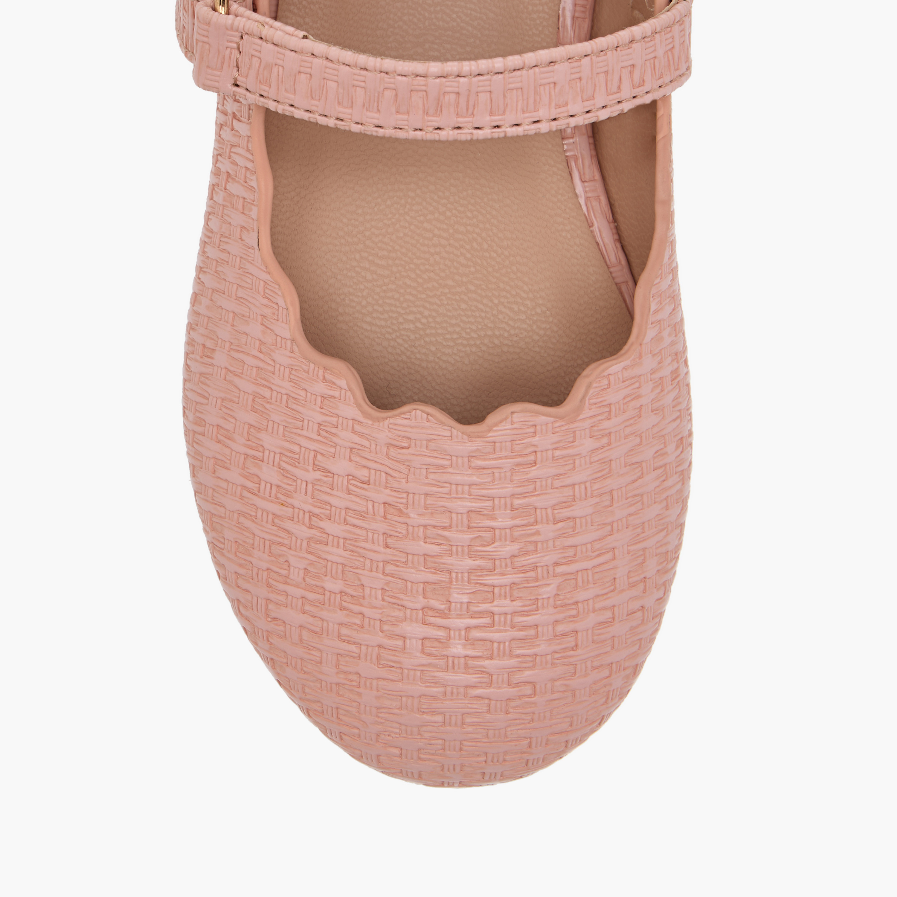 Juniors Scallop Detail Ballerina Shoes with Hook and Loop Closure-girls-shoes-maryjanes-image-4