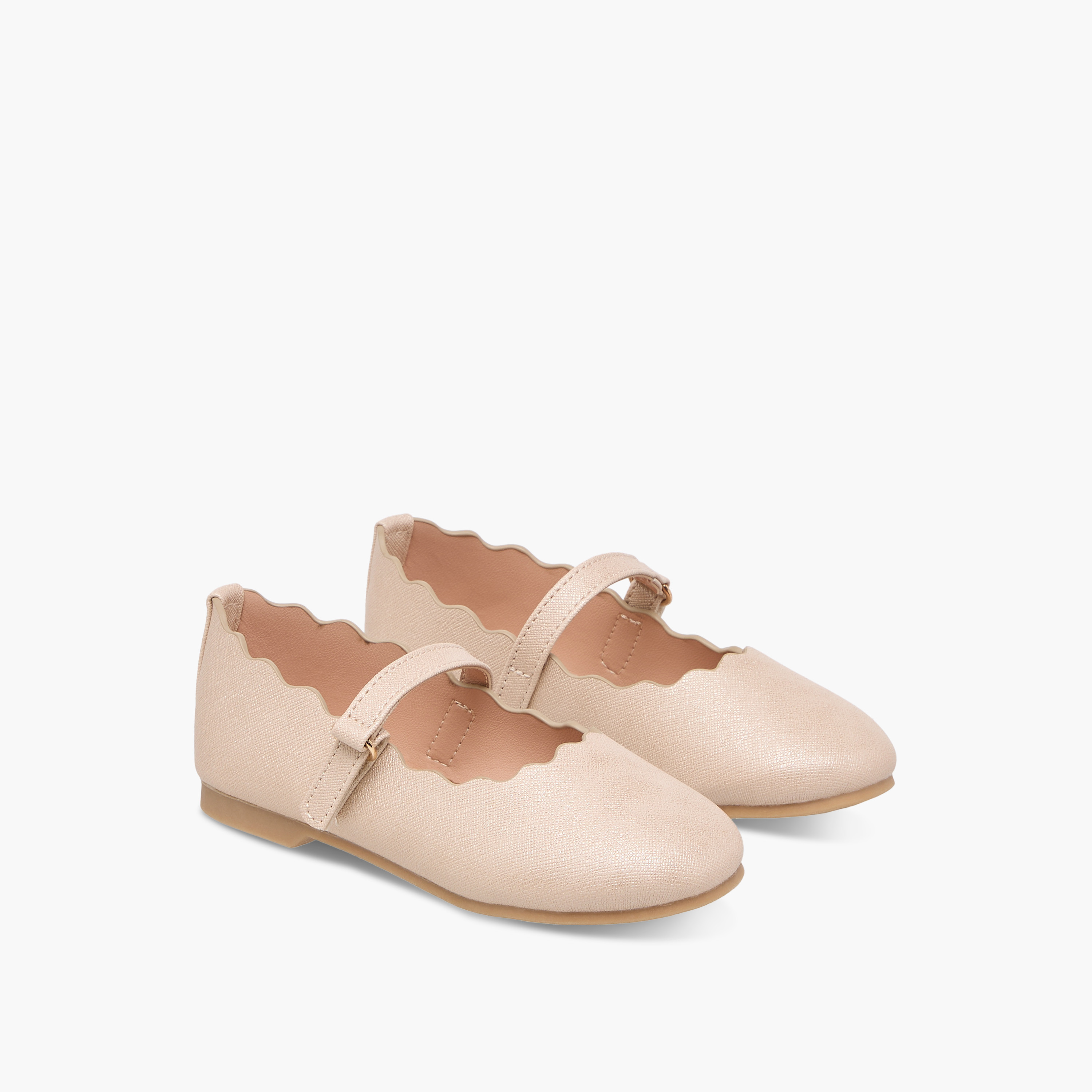 Juniors Scallop Hem Ballerina Shoes with Hook and Loop Closure-girls-shoes-ballerinas-image-1