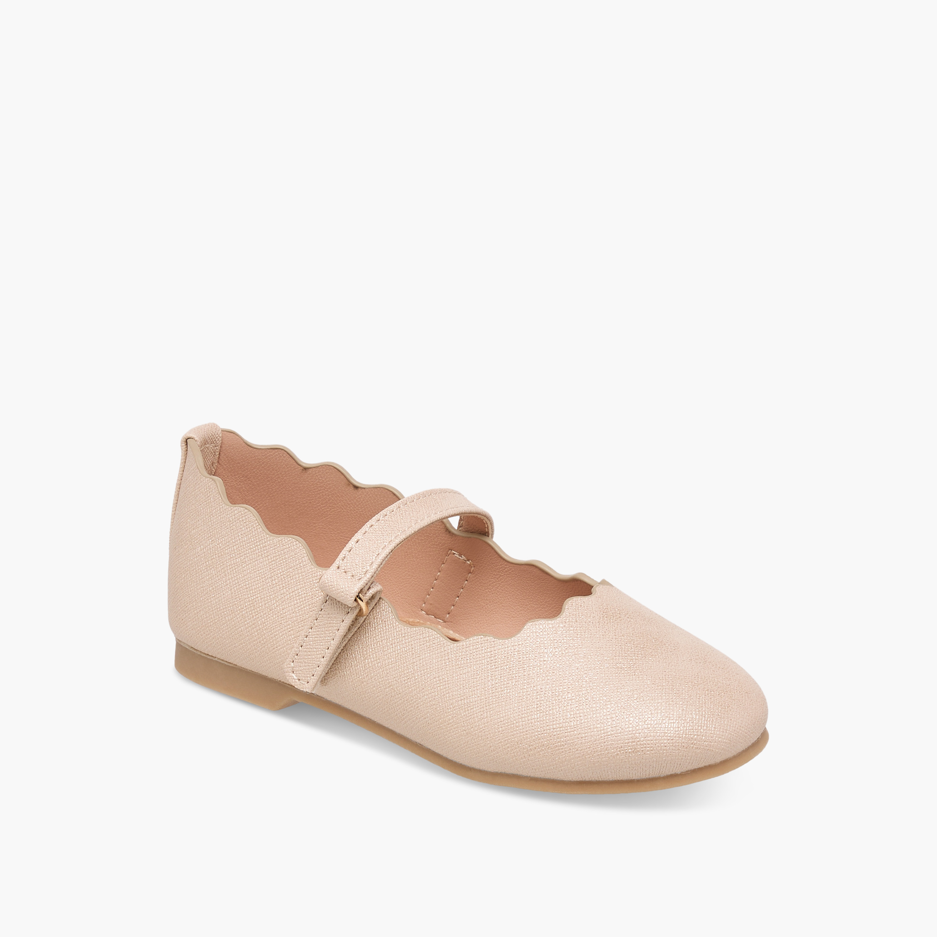 Juniors Scallop Hem Ballerina Shoes with Hook and Loop Closure-girls-shoes-ballerinas-image-2