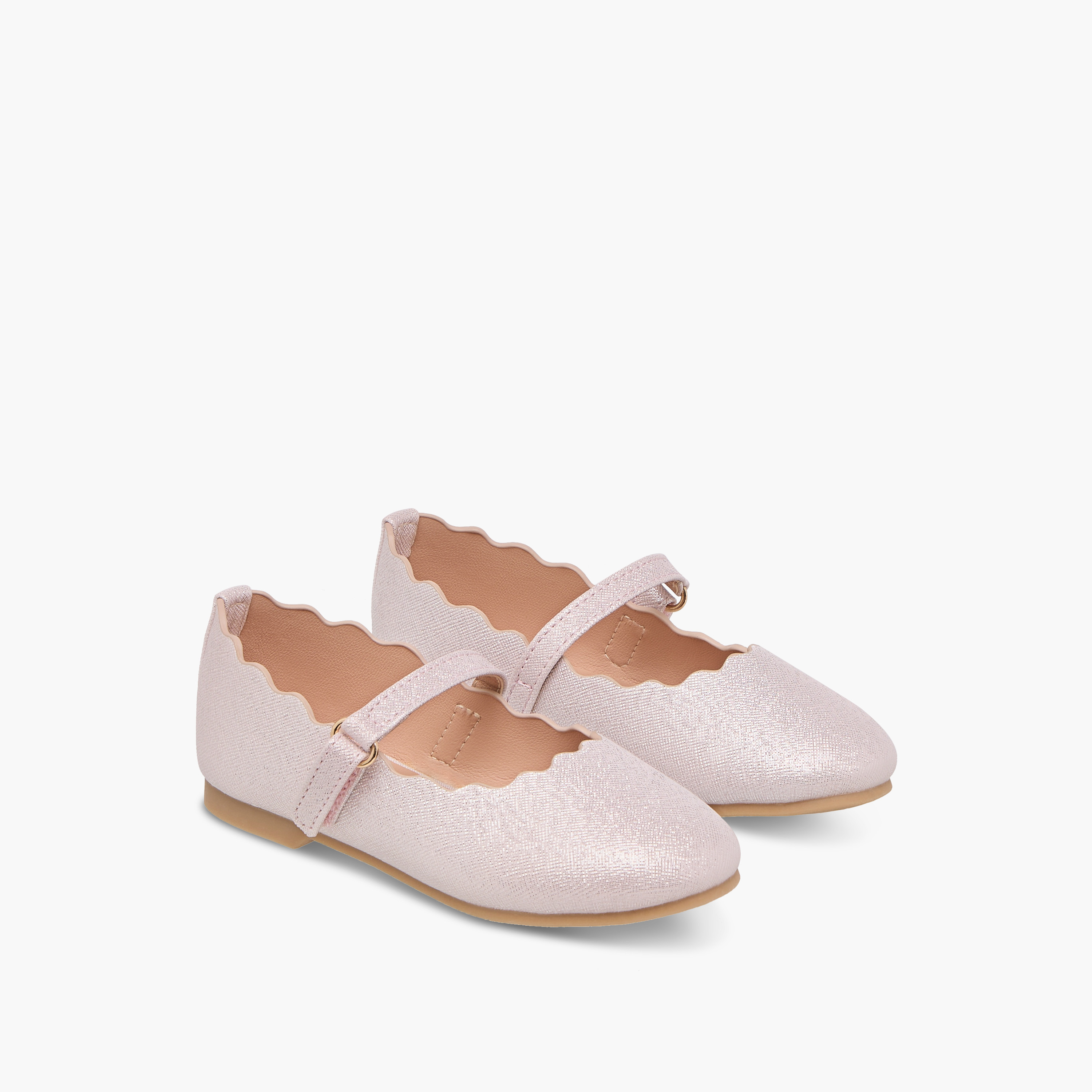 حذاء باليرينا بحواف مموجة وشريط إغلاق لاصق من جونيورز-girls-shoes-ballerinas-image-1