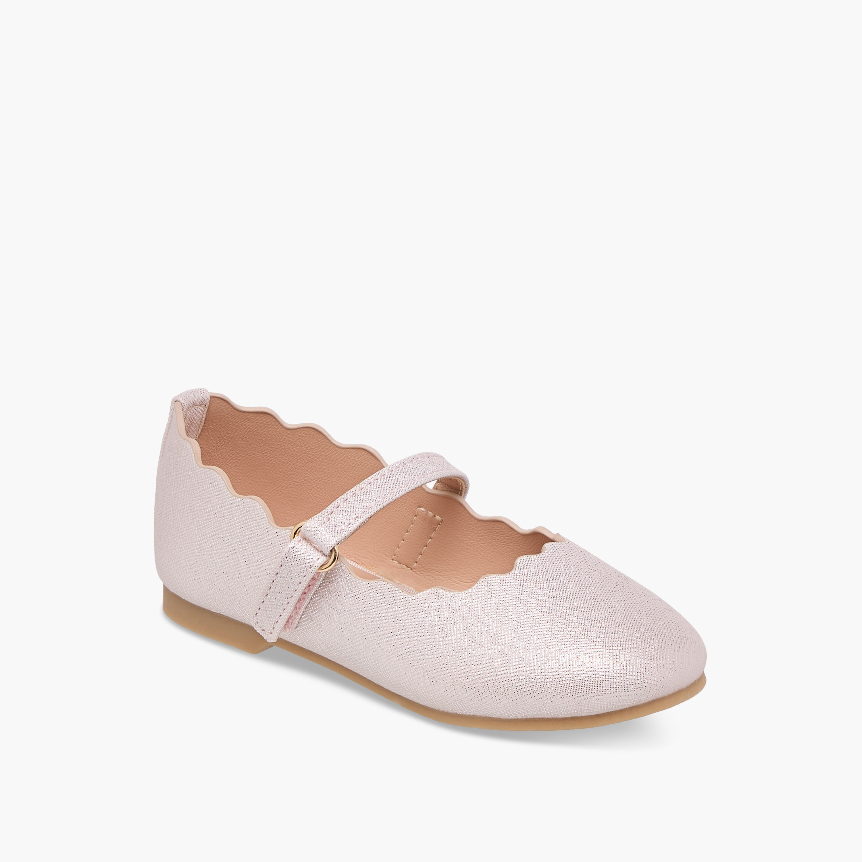 حذاء باليرينا بحواف مموجة وشريط إغلاق لاصق من جونيورز-girls-shoes-ballerinas-image-2