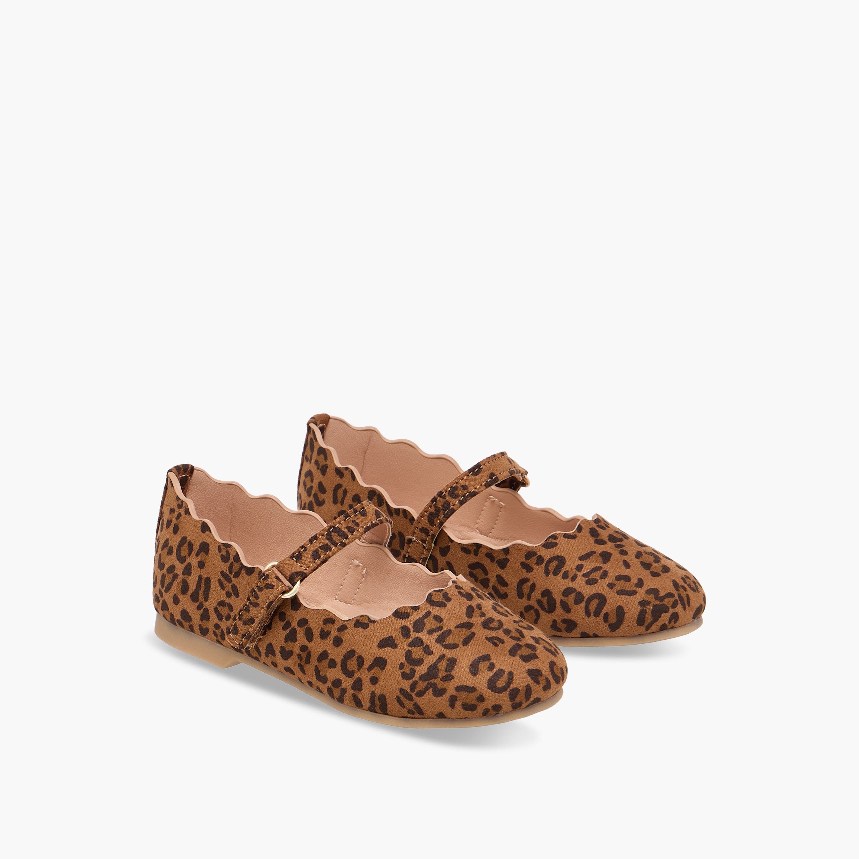 Juniors Animal Print Ballerina Shoes with Hook and Loop Closure-girls-shoes-maryjanes-image-1