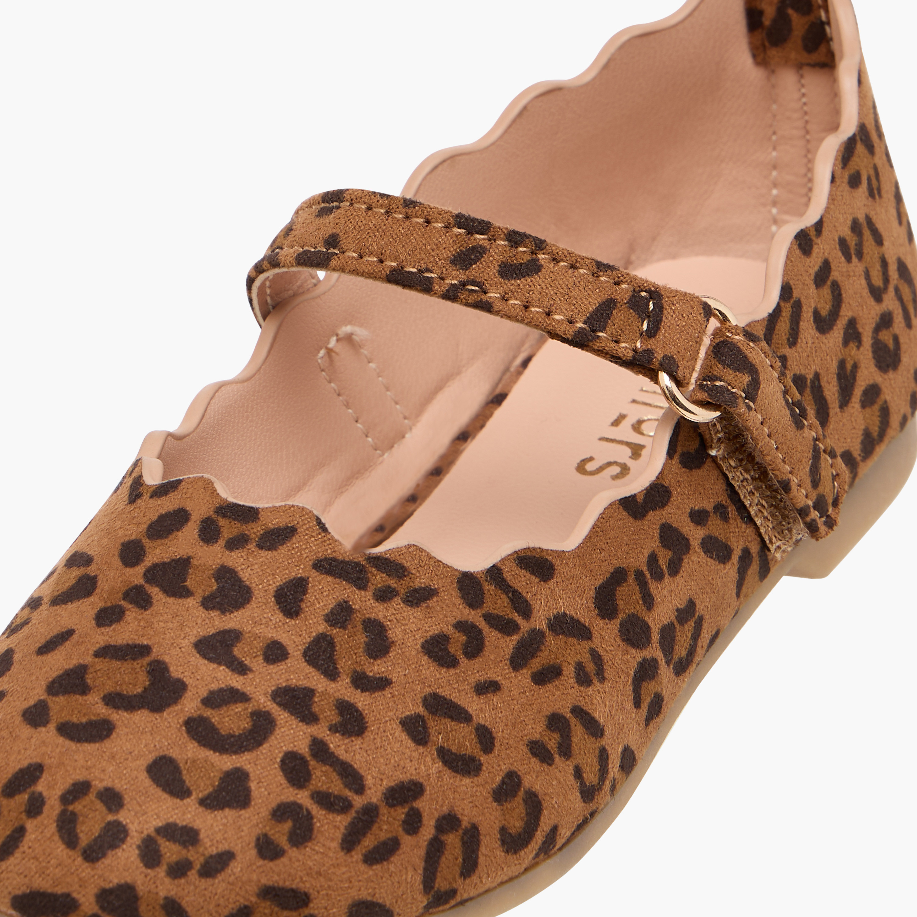 Juniors Animal Print Ballerina Shoes with Hook and Loop Closure-girls-shoes-maryjanes-image-5