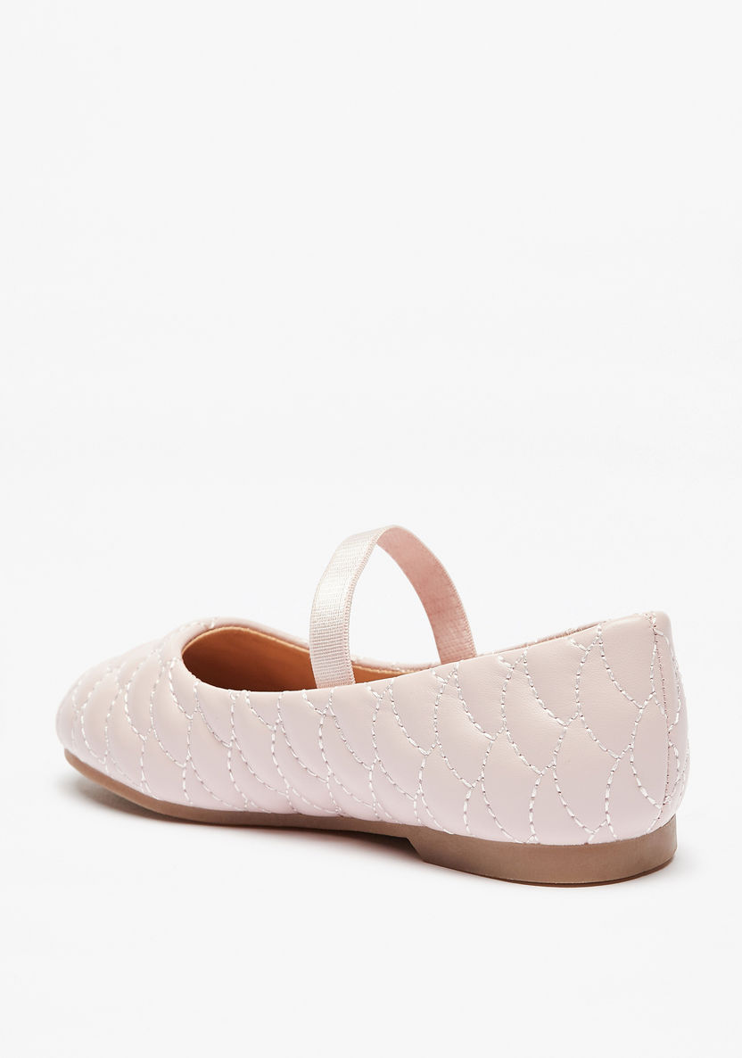 Juniors Quilted Slip-On Round Toe Ballerina Shoes with Elasticated Strap-Girl%27s Ballerinas-image-1