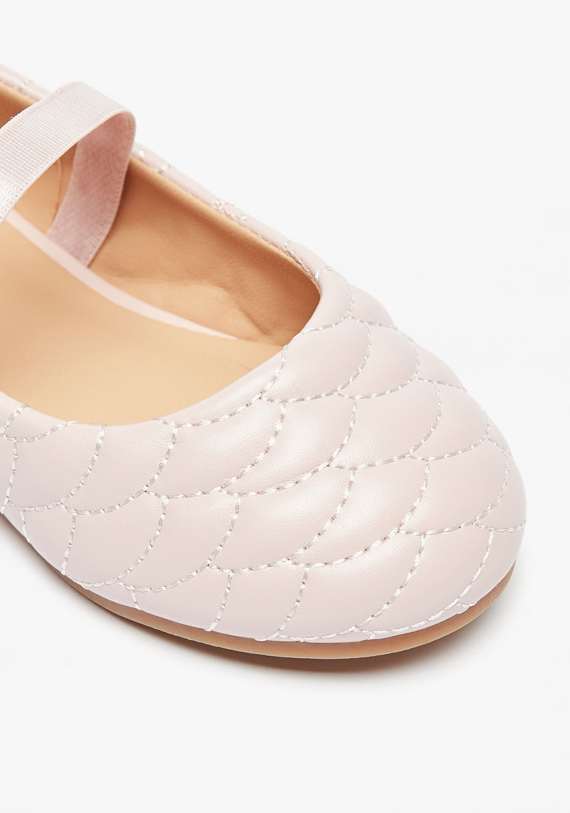 Juniors Quilted Slip-On Round Toe Ballerina Shoes with Elasticated Strap-Girl%27s Ballerinas-image-4