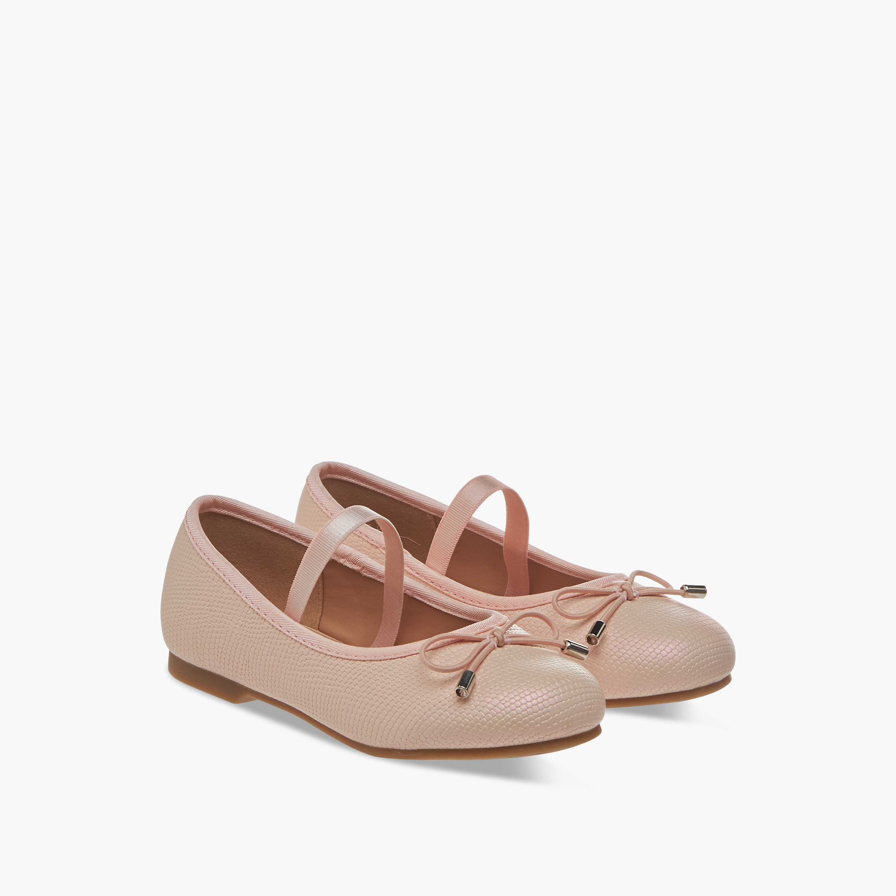 Juniors Bow Accent Slip-On Ballerina Shoes with Elasticated Strap-girls-shoes-ballerinas-image-1