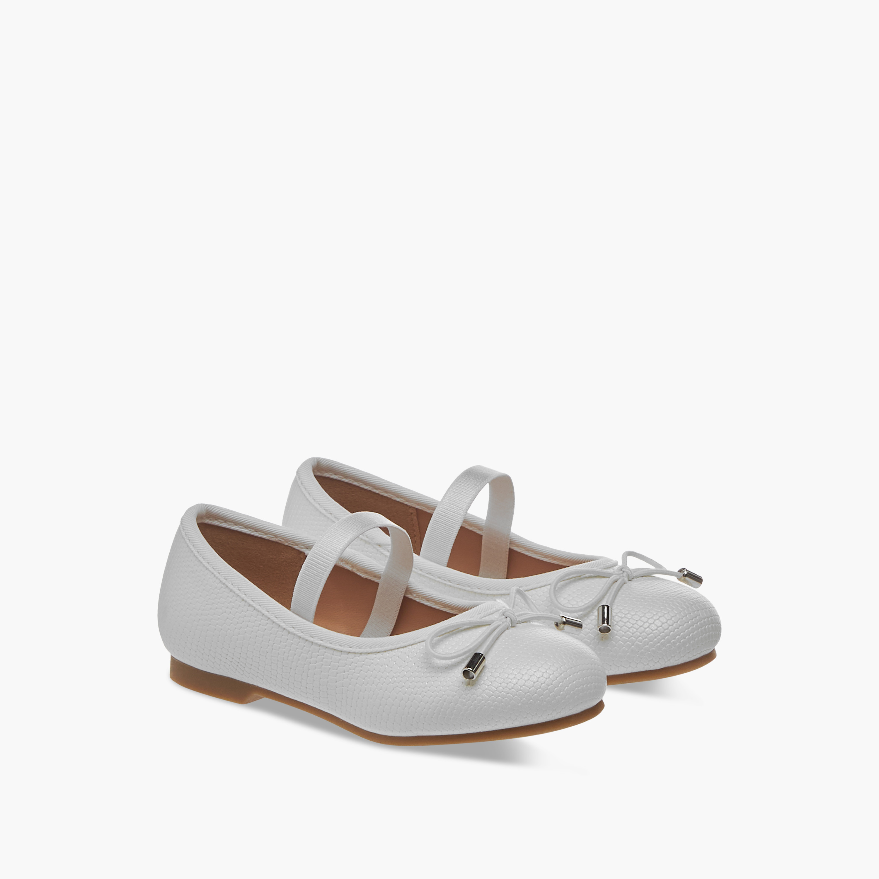 Juniors Bow Accent Slip-On Ballerina Shoes with Elasticated Strap-girls-shoes-ballerinas-image-1