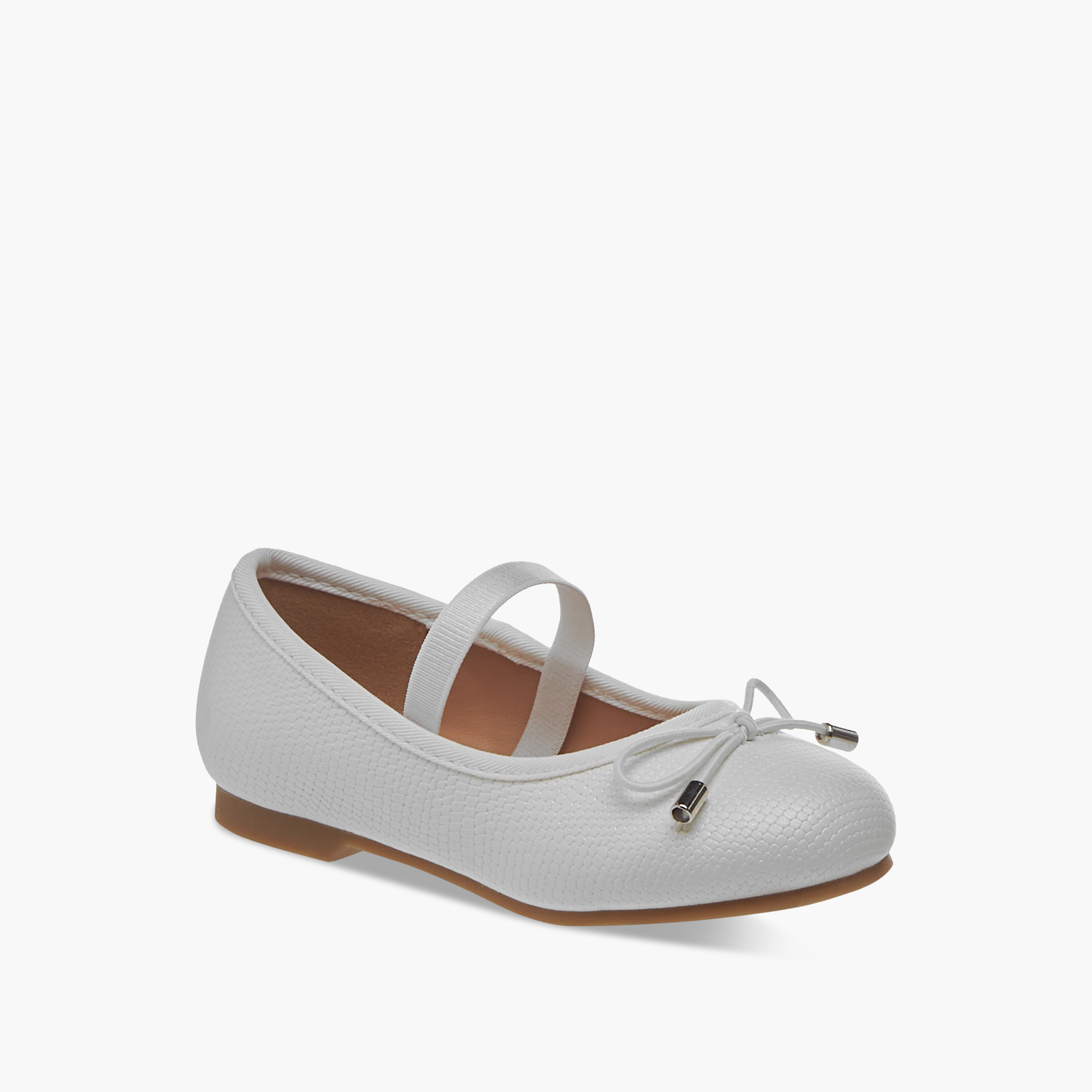 Juniors Bow Accent Slip-On Ballerina Shoes with Elasticated Strap-girls-shoes-ballerinas-image-2