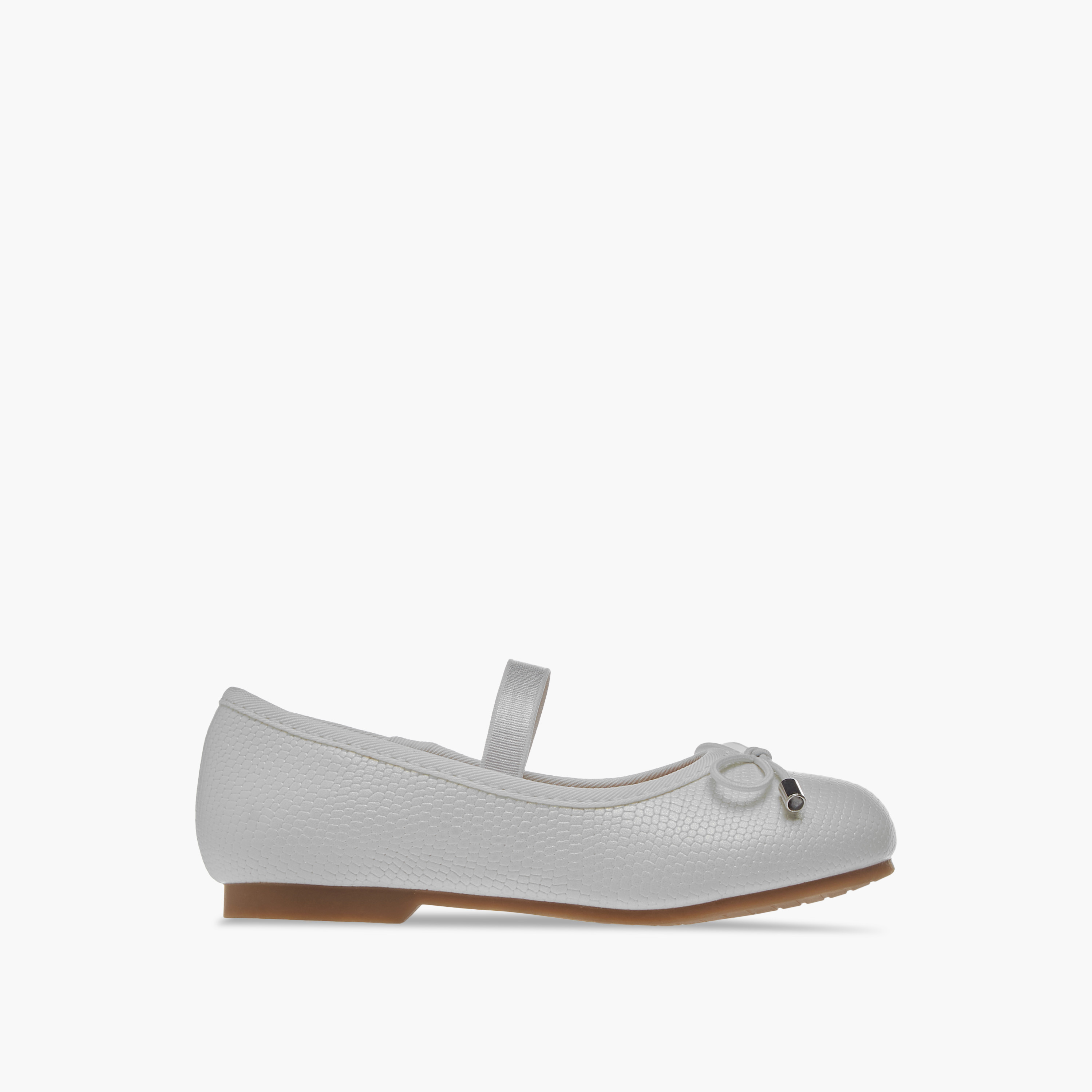 Juniors Bow Accent Slip-On Ballerina Shoes with Elasticated Strap-girls-shoes-ballerinas-image-3