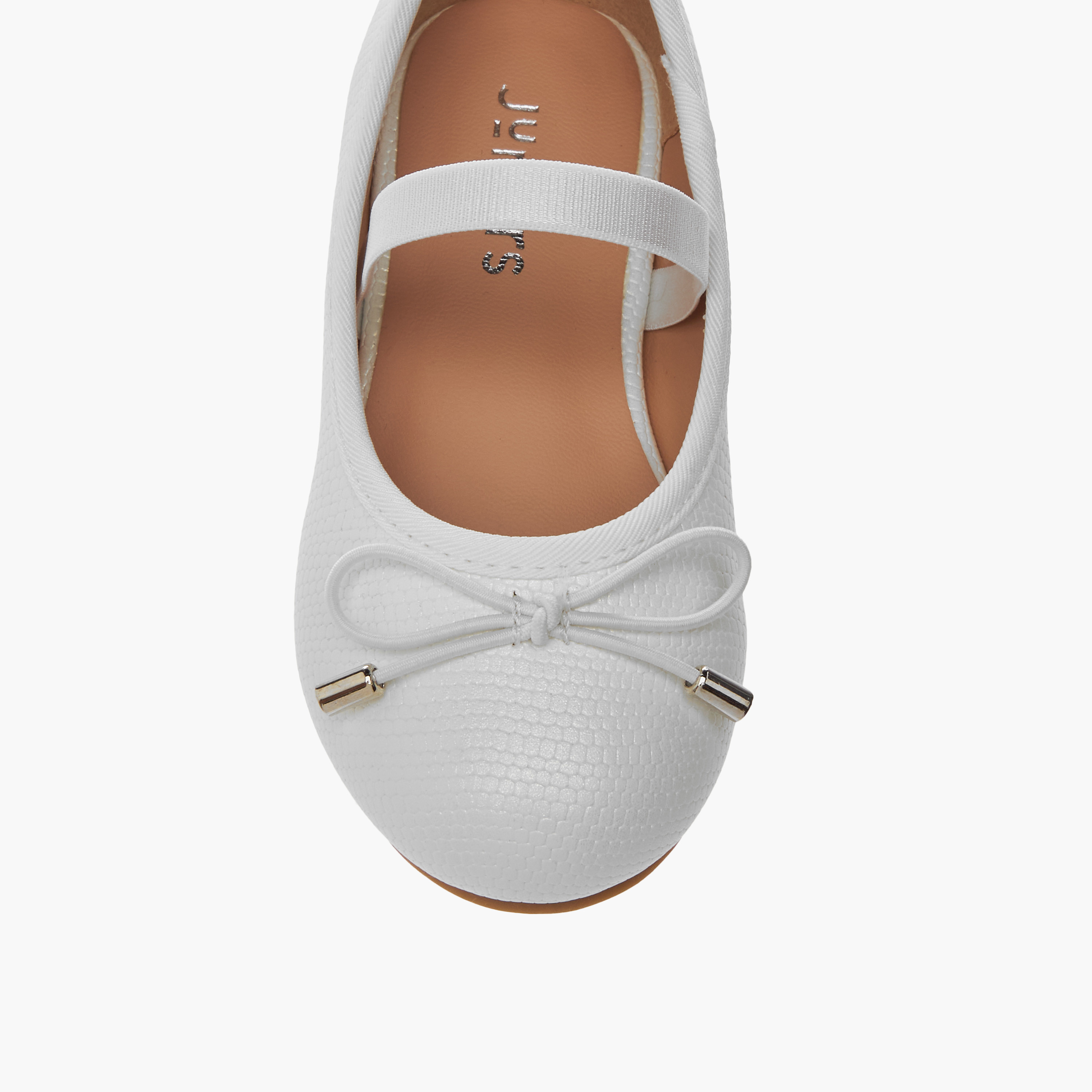 Juniors Bow Accent Slip-On Ballerina Shoes with Elasticated Strap-girls-shoes-ballerinas-image-4