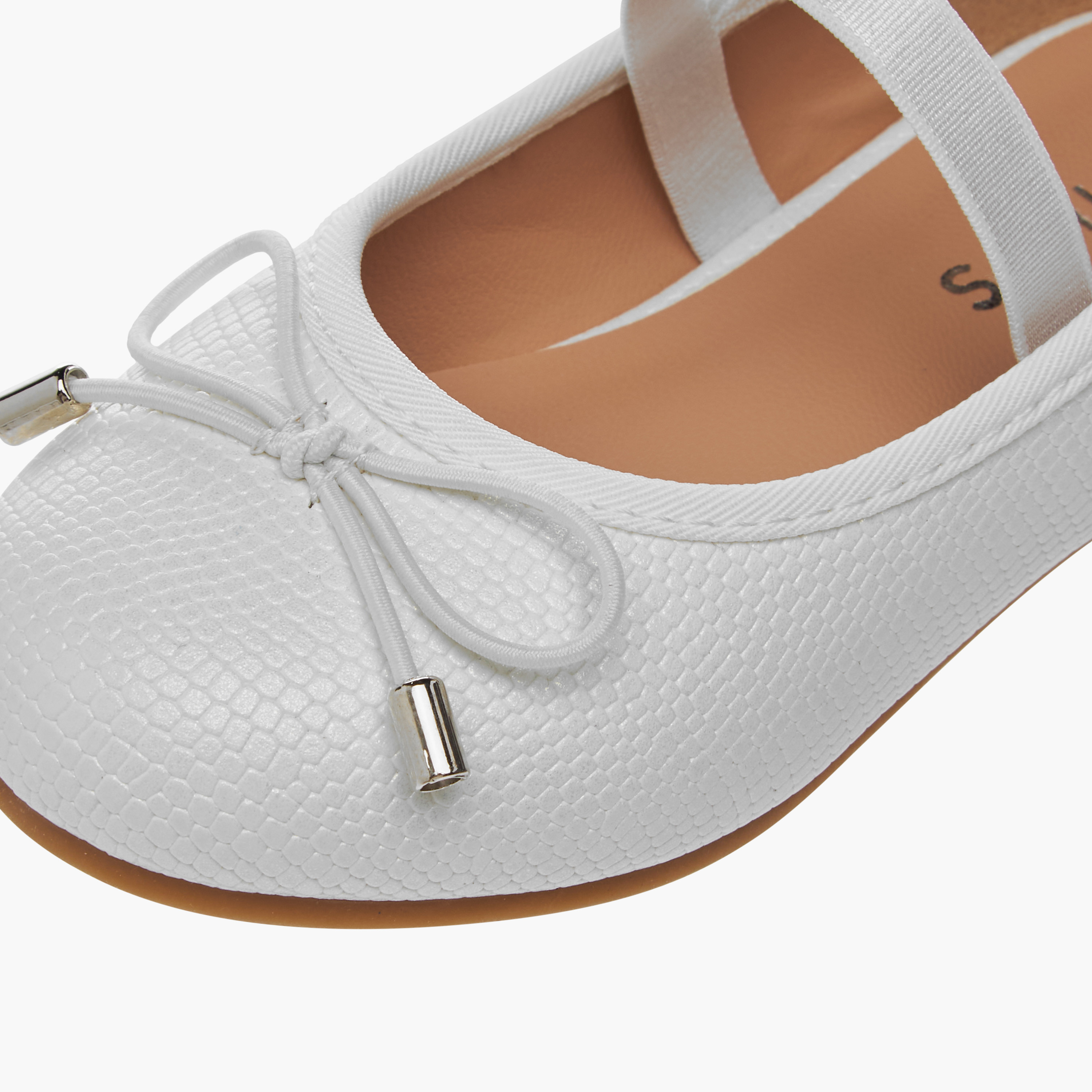 Juniors Bow Accent Slip-On Ballerina Shoes with Elasticated Strap-girls-shoes-ballerinas-image-6