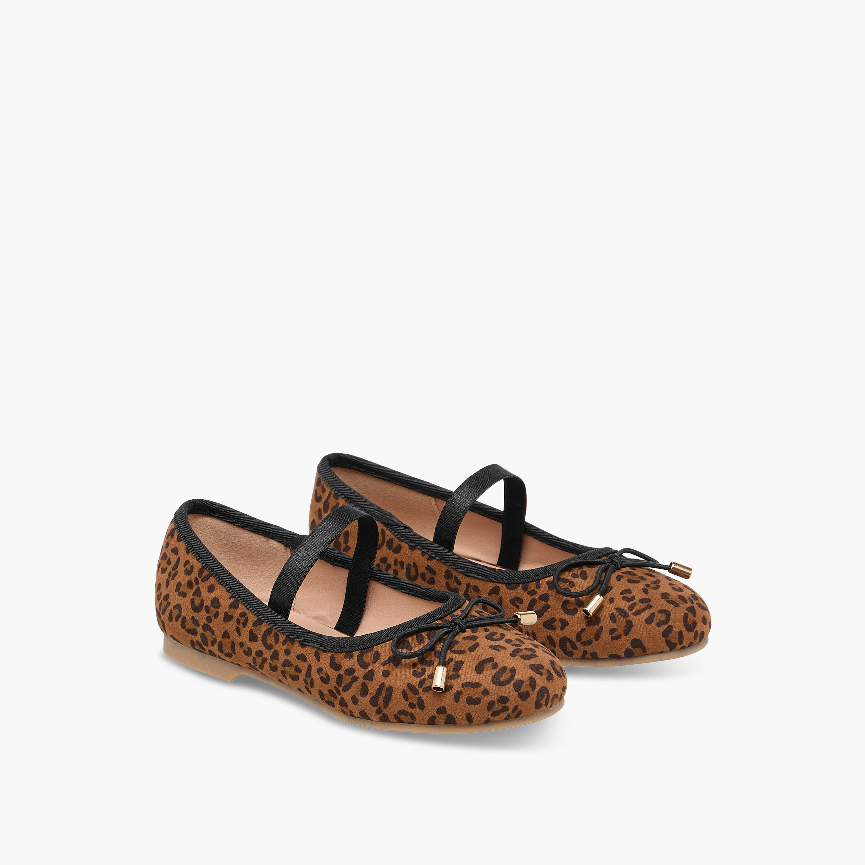 Juniors Animal Print Ballerina Shoes with Elastic Strap-girls-shoes-ballerinas-image-1