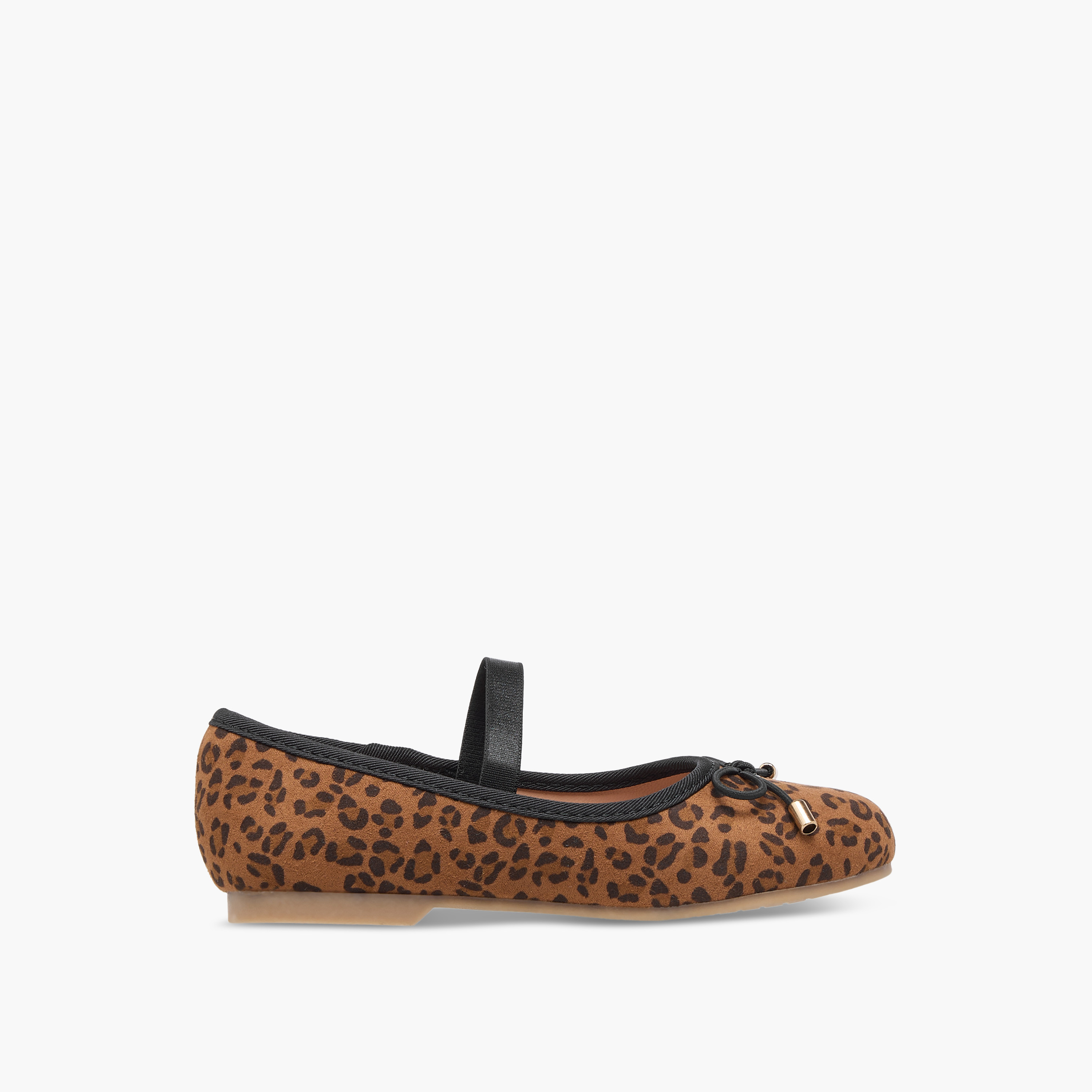 Juniors Animal Print Ballerina Shoes with Elastic Strap-girls-shoes-ballerinas-image-2
