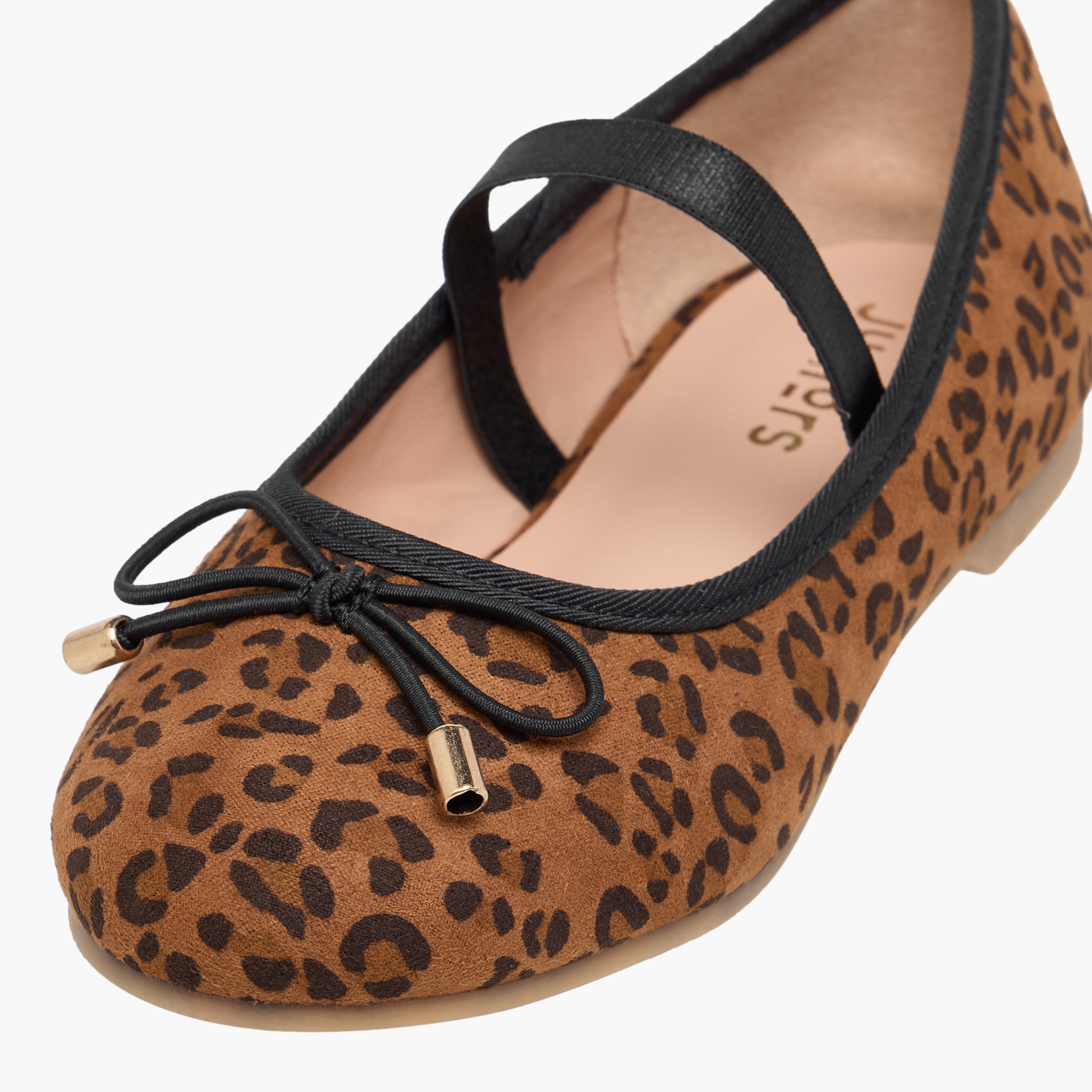 Juniors Animal Print Ballerina Shoes with Elastic Strap-girls-shoes-ballerinas-image-4