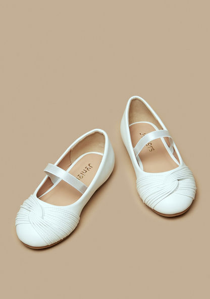 Juniors Twist Detail Round Toe Ballerina Shoes with Elasticated Strap-Girl%27s Ballerinas-image-1