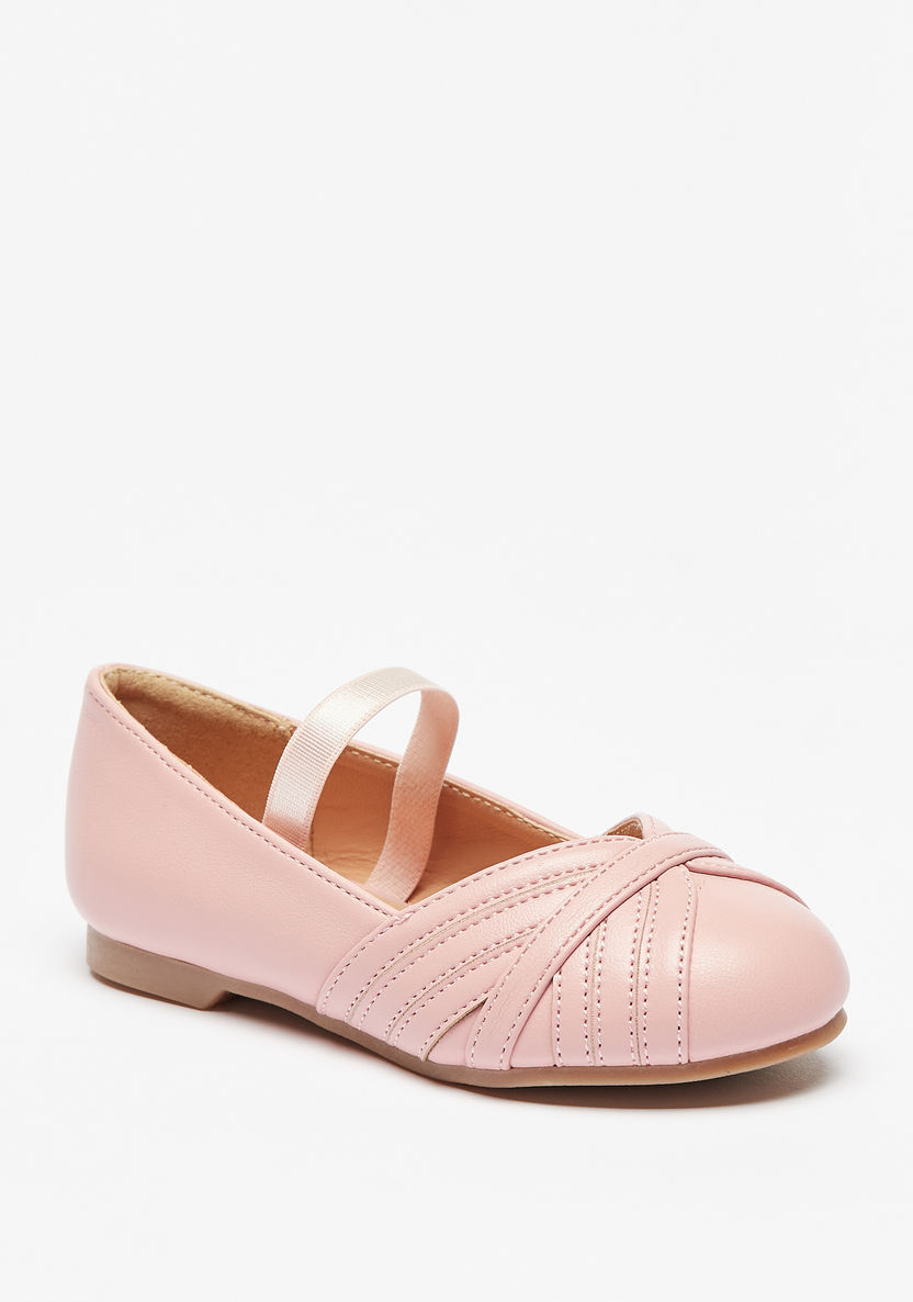 Juniors Slip-On Round Toe Ballerina Shoes with Stitch Detail-Girl%27s Ballerinas-image-0