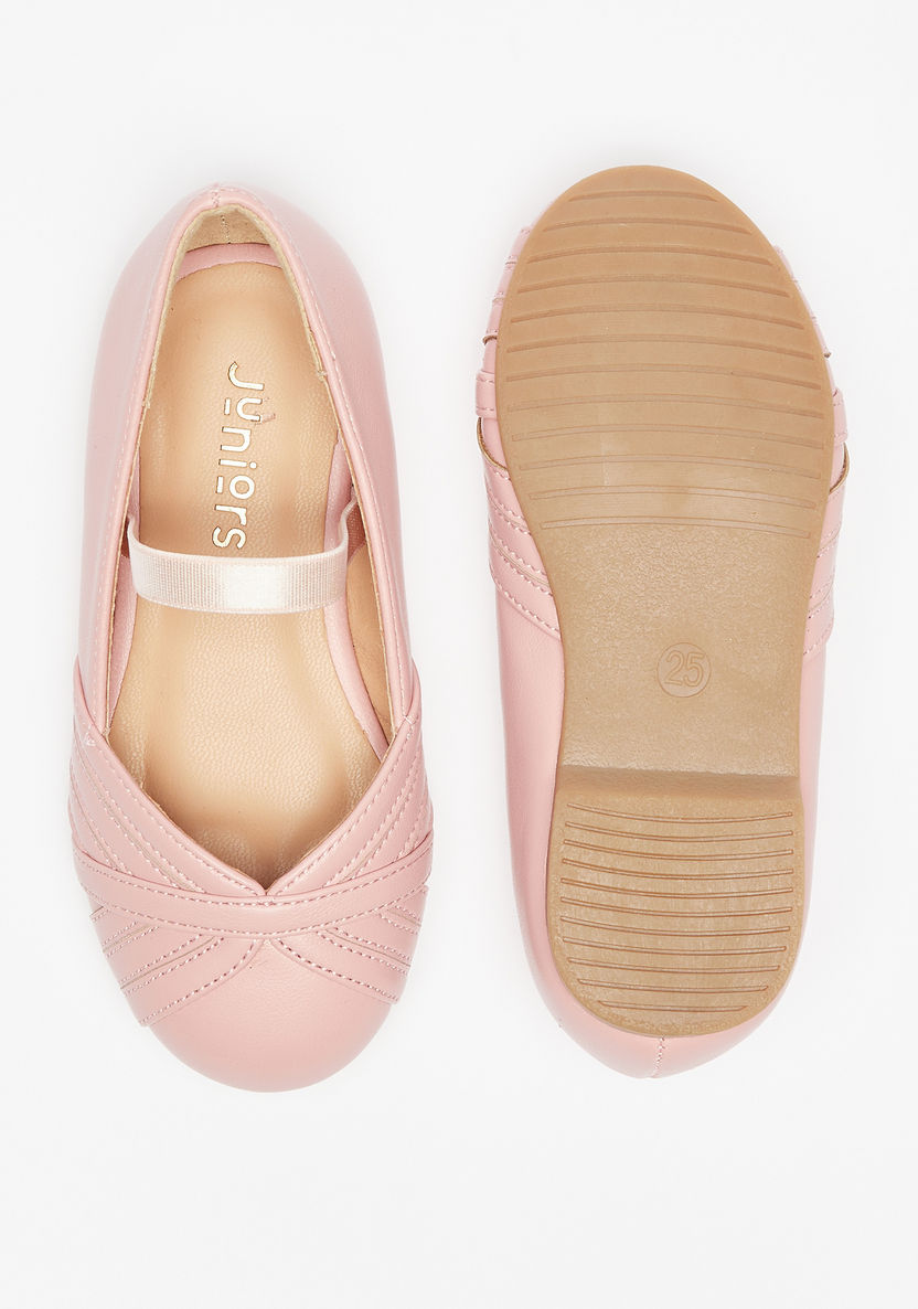 Juniors Slip-On Round Toe Ballerina Shoes with Stitch Detail-Girl%27s Ballerinas-image-3
