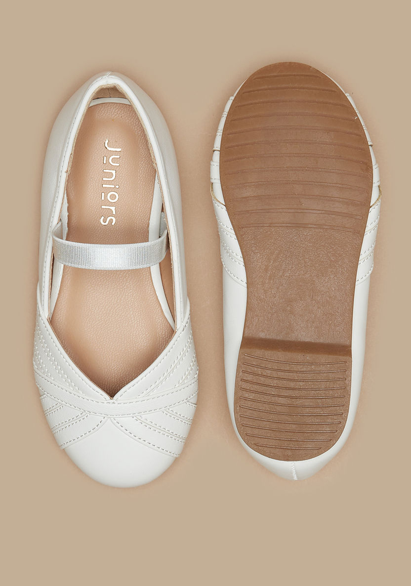 Juniors Slip-On Round Toe Ballerina Shoes with Stitch Detail-Girl%27s Ballerinas-image-3