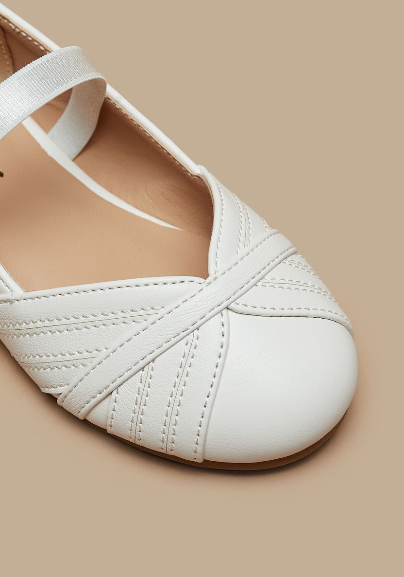 Juniors Slip-On Round Toe Ballerina Shoes with Stitch Detail-Girl%27s Ballerinas-image-4