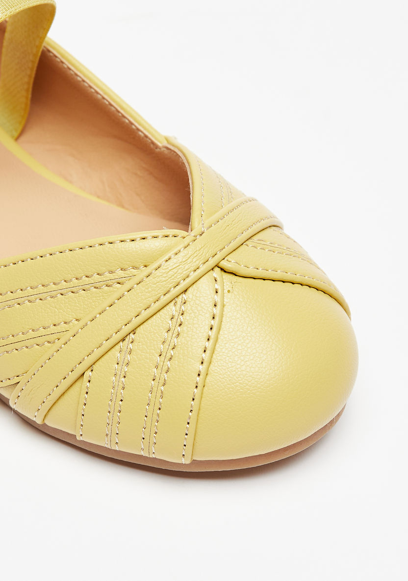 Juniors Slip-On Round Toe Ballerina Shoes with Stitch Detail-Girl%27s Ballerinas-image-4