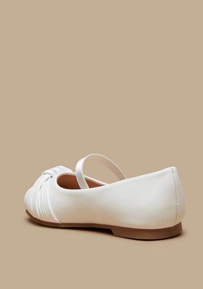 Juniors Solid Ballerina Shoes with Knot Detail and Strap-Girl%27s Ballerinas-image-1