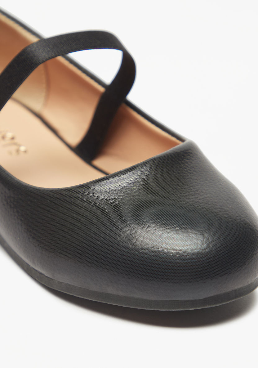 Juniors Round Toe Ballerina Shoes with Elasticised Strap-Girl%27s Ballerinas-image-4