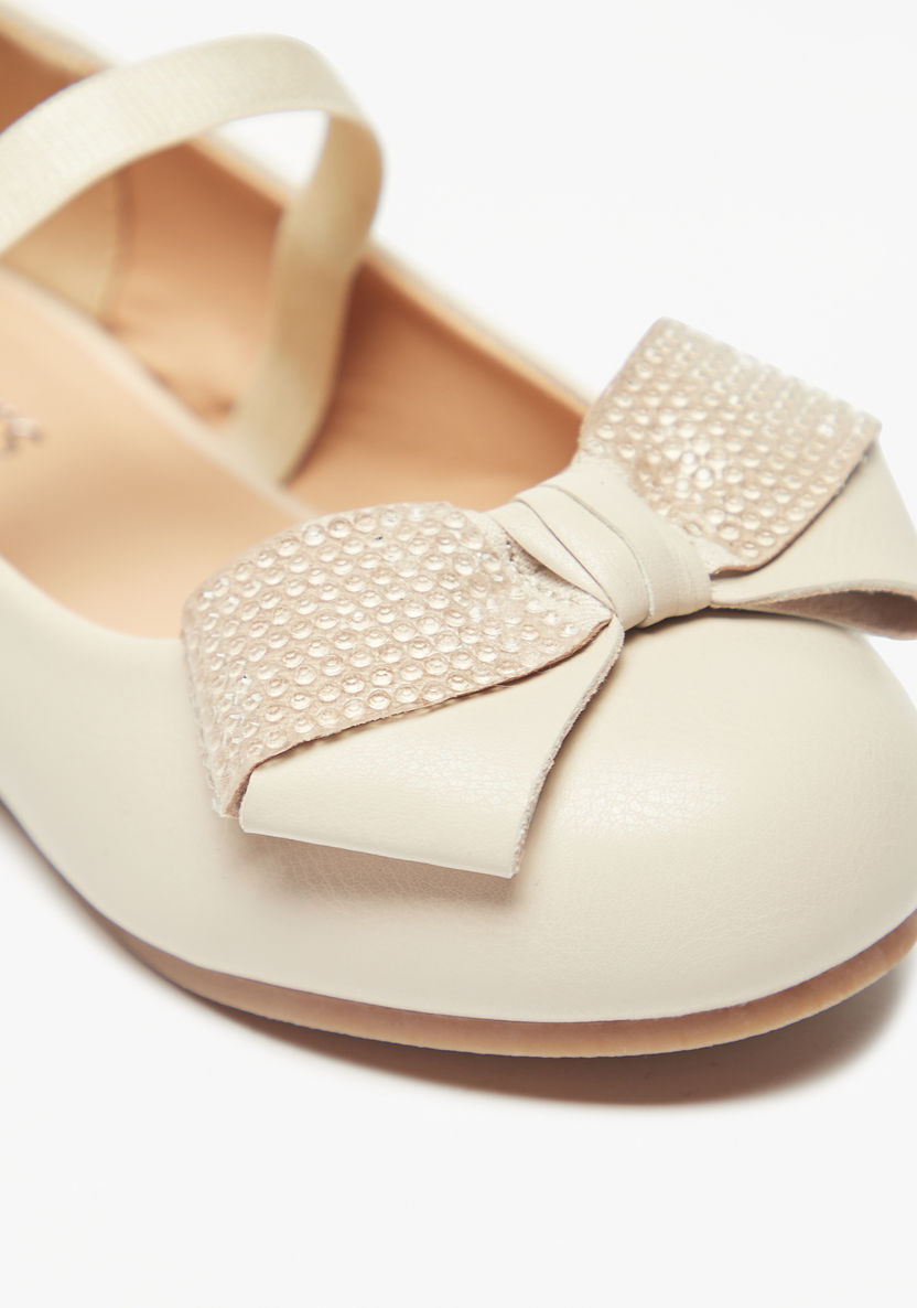 Juniors Ballerina Shoes with Bow Accent and Elasticated Strap-Girl%27s Ballerinas-image-4