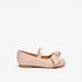 Juniors Bow Applique Slip-On Round Toe Ballerina Shoes with Elasticated Strap-Girl%27s Ballerinas-thumbnail-0