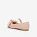 Juniors Bow Applique Slip-On Round Toe Ballerina Shoes with Elasticated Strap-Girl%27s Ballerinas-thumbnail-1