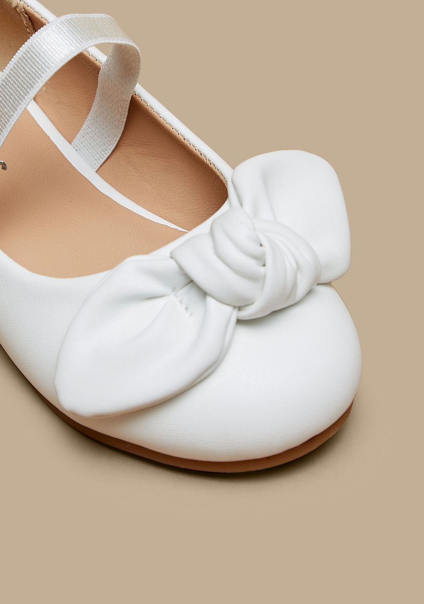 Juniors Bow Applique Slip-On Round Toe Ballerina Shoes with Elasticated Strap-Girl%27s Ballerinas-image-4