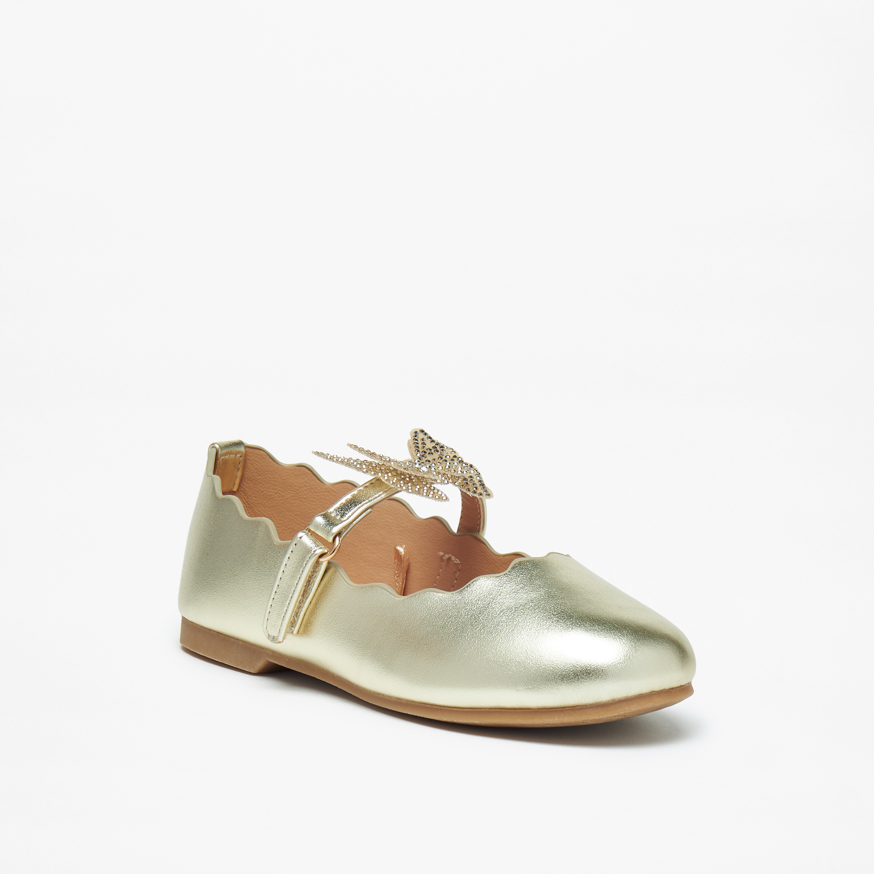 حذاء ماري جين بتزيينات فراشة وشريط إغلاق لاصق من جونيورز-girls-shoes-ballerinas-image-1