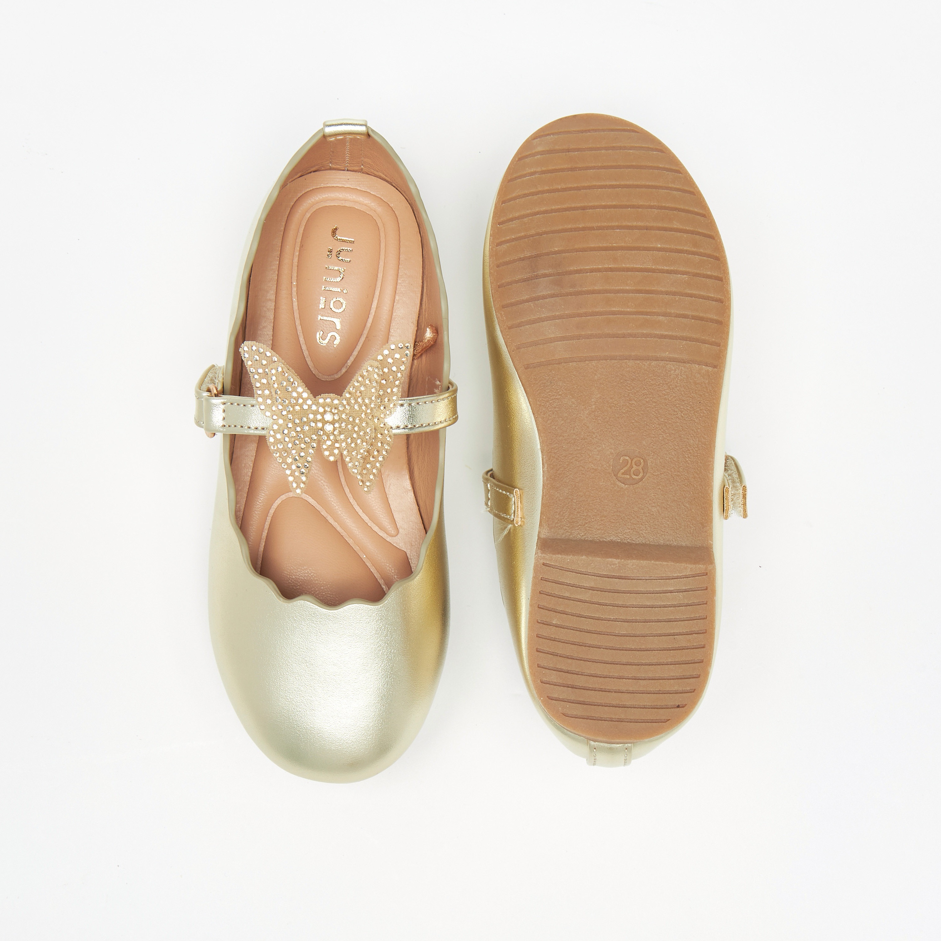حذاء ماري جين بتزيينات فراشة وشريط إغلاق لاصق من جونيورز-girls-shoes-ballerinas-image-4