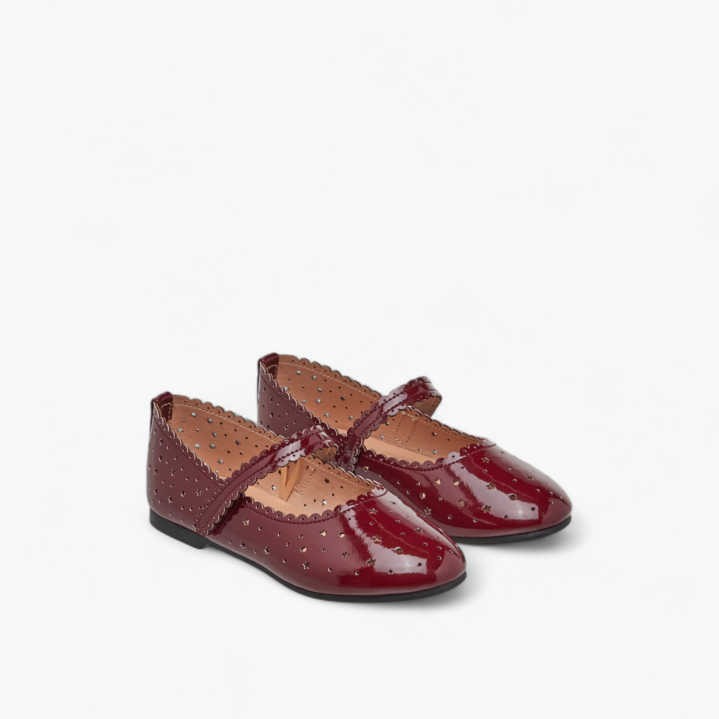 Juniors Cut-Out Detail Ballerina Shoes with Hook and Loop Closure-girls-shoes-ballerinas-image-1
