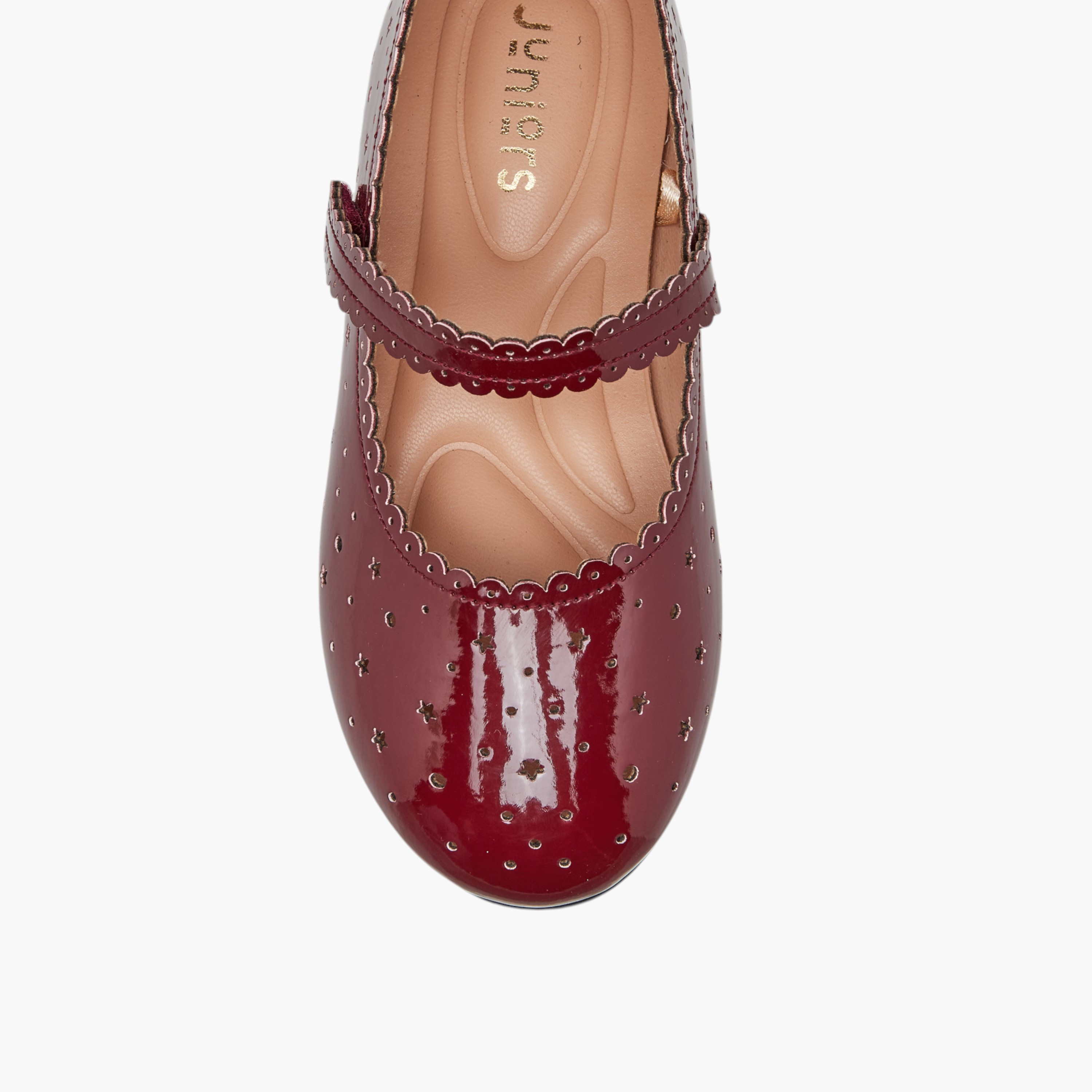 Juniors Cut-Out Detail Ballerina Shoes with Hook and Loop Closure-girls-shoes-ballerinas-image-4
