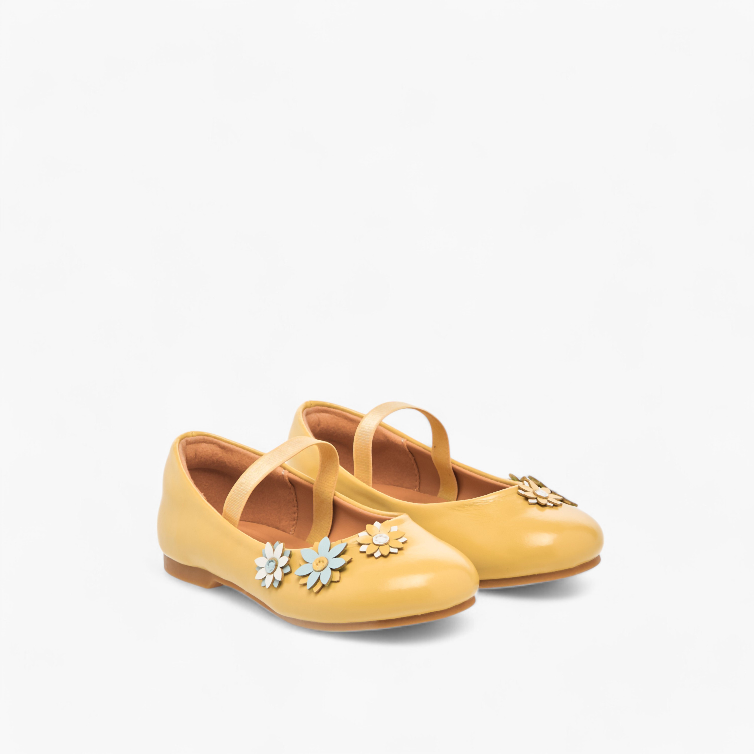 حذاء باليرينا سهل الارتداء بشريط مطاطي وزينة أزهار من جونيورز-girls-shoes-ballerinas-image-1