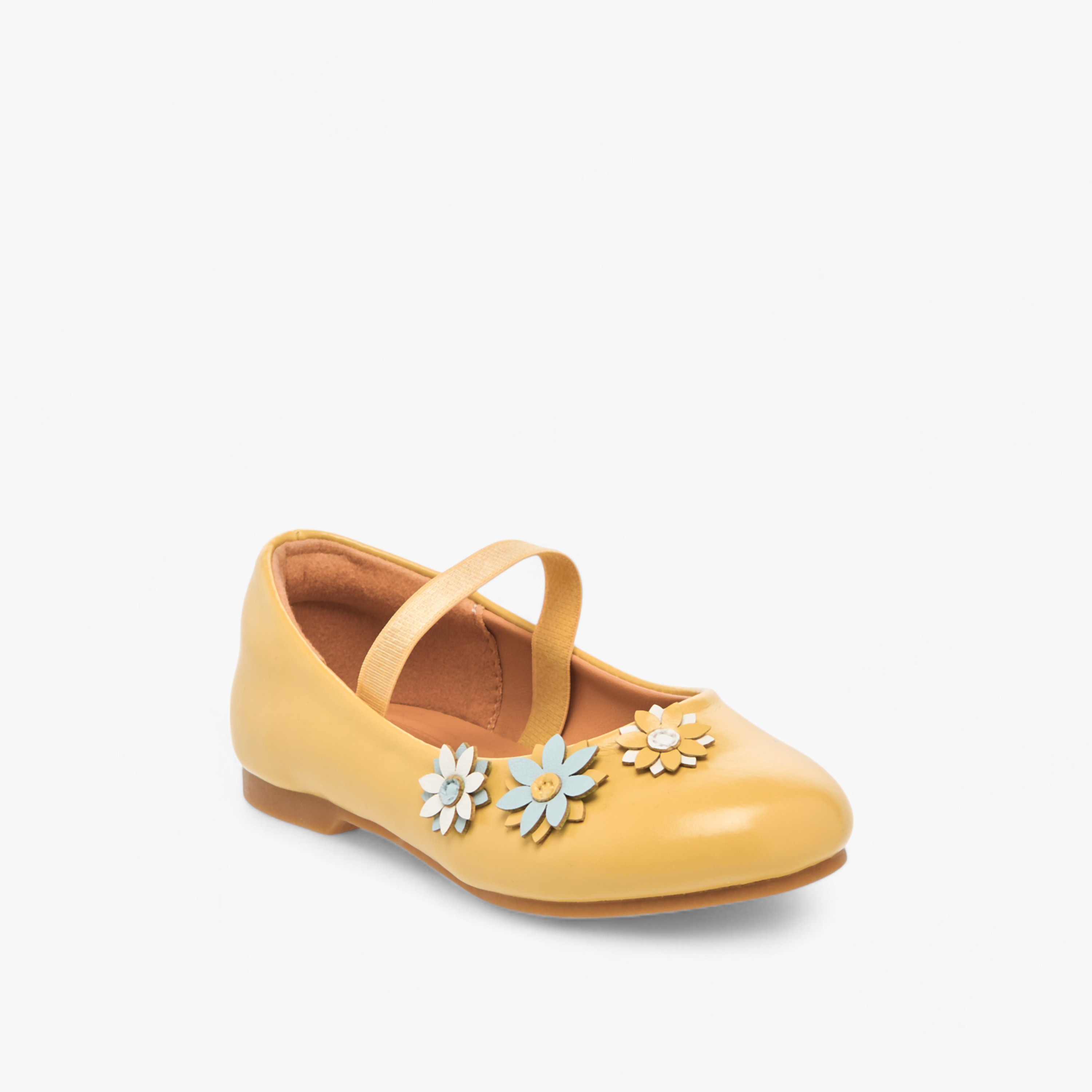 حذاء باليرينا سهل الارتداء بشريط مطاطي وزينة أزهار من جونيورز-girls-shoes-ballerinas-image-2