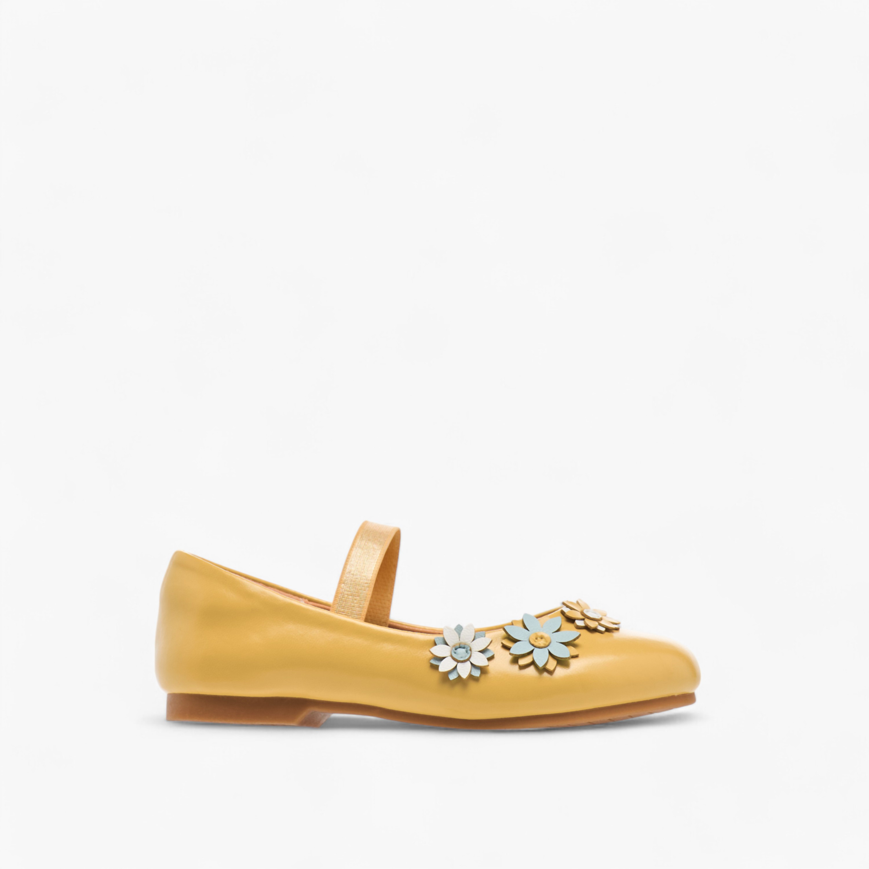 حذاء باليرينا سهل الارتداء بشريط مطاطي وزينة أزهار من جونيورز-girls-shoes-ballerinas-image-3