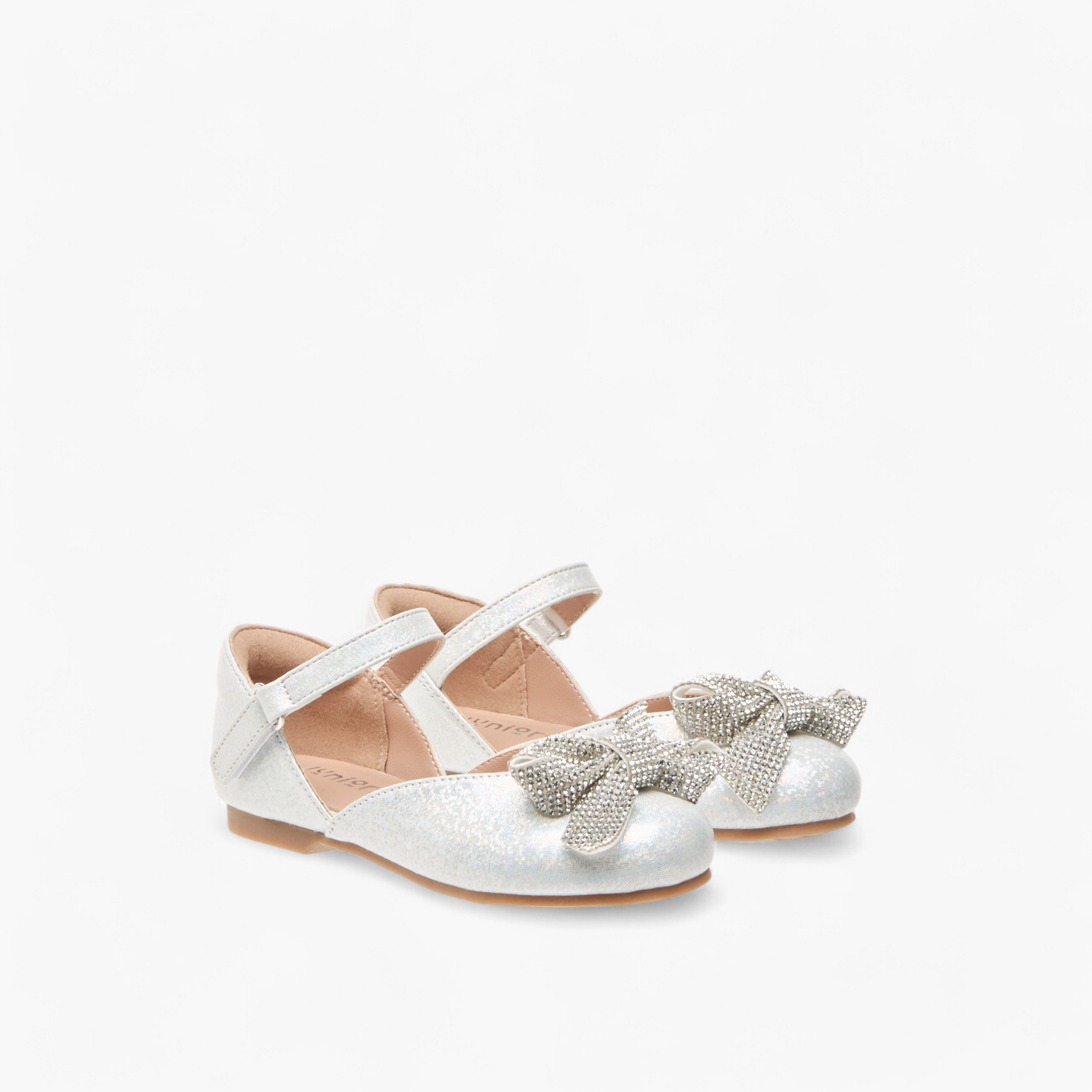 حذاء باليرينا بشريط إغلاق لاصق وزينة فيونكة من جونيورز-girls-shoes-ballerinas-image-1