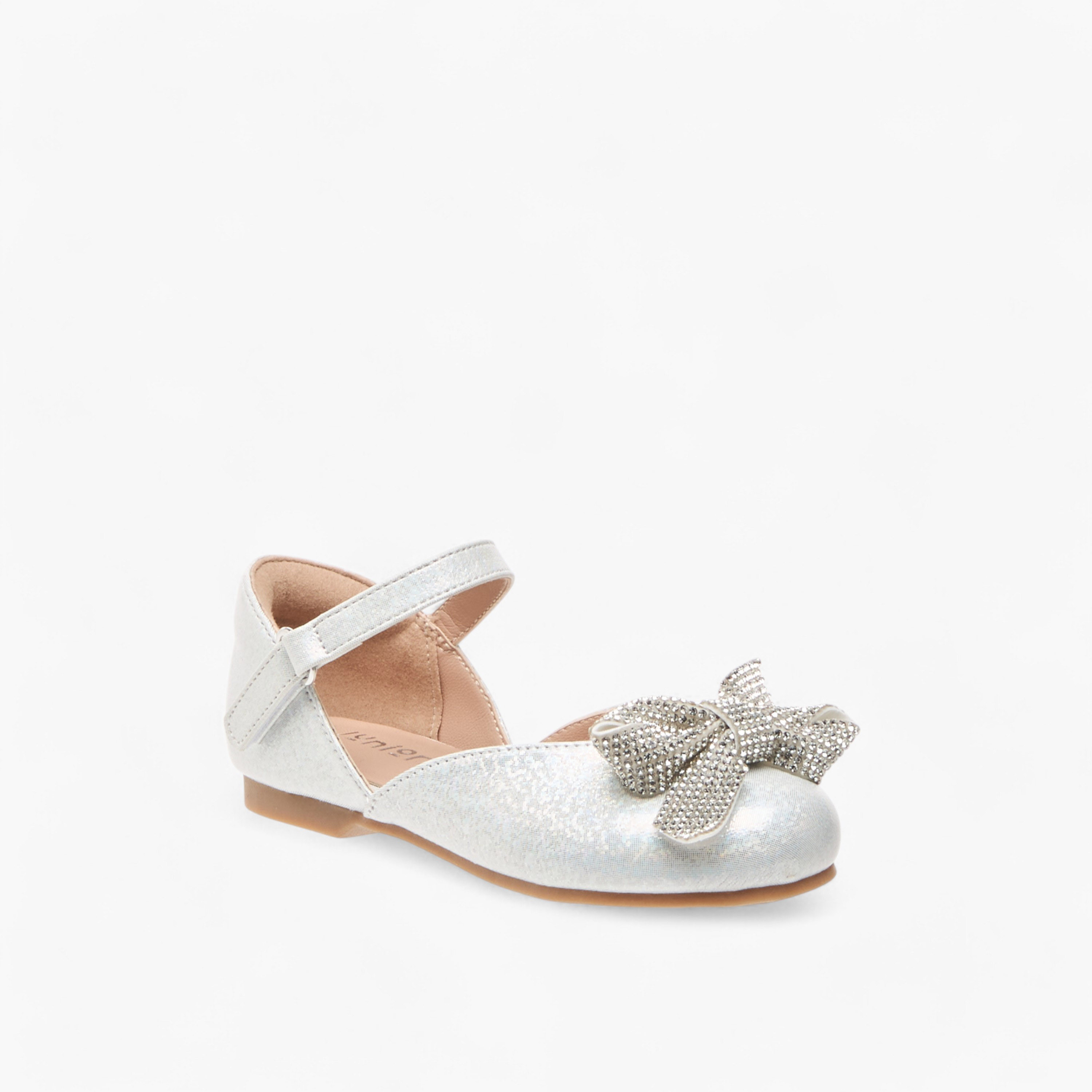 حذاء باليرينا بشريط إغلاق لاصق وزينة فيونكة من جونيورز-girls-shoes-ballerinas-image-2